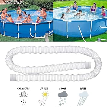 Swimming Pool Pump Replacement Hose, 2Pcs 32mm Above Ground Pool Hose with 4 Metal Clamps, Pool Filter Hoses for Intex 330GPH, 530GPH and 1000GPH, 1.5m/59in x 32mm/1.25in (L*D)