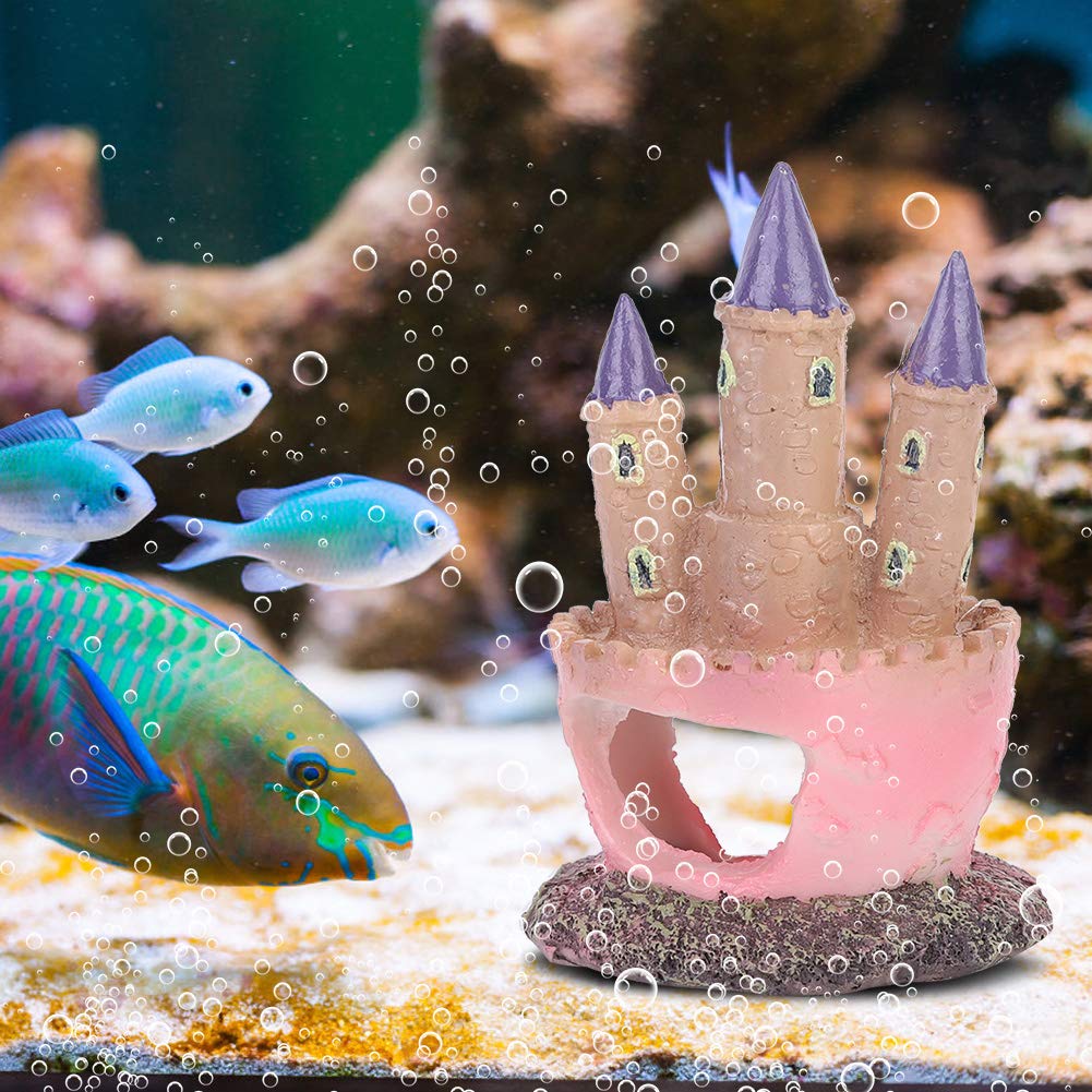 Pssopp Fantasy Castle Aquarium Ornament, Resin Fish Tank Decoration, Shelter Recreation Piece for Fish Bowls - Image 3