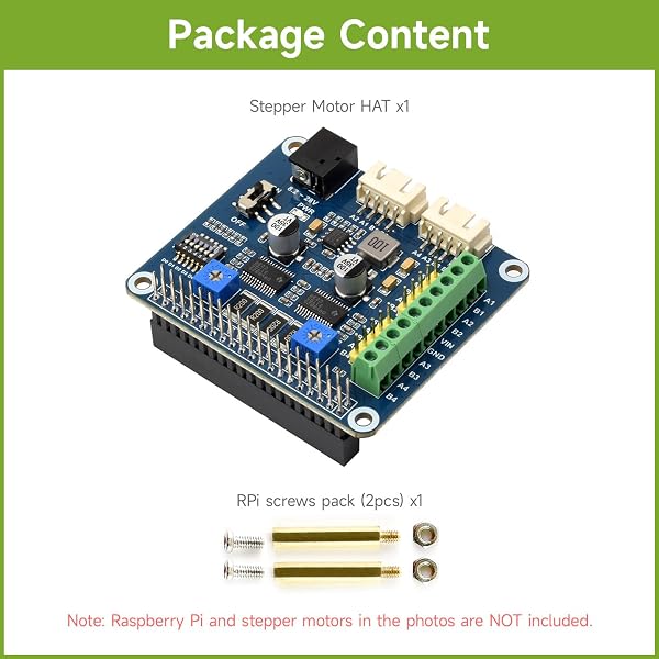Waveshare Stepper Motor HAT for Raspberry Pi Drives Two Stepper Motors Up to 1/32 Microstepping - 2