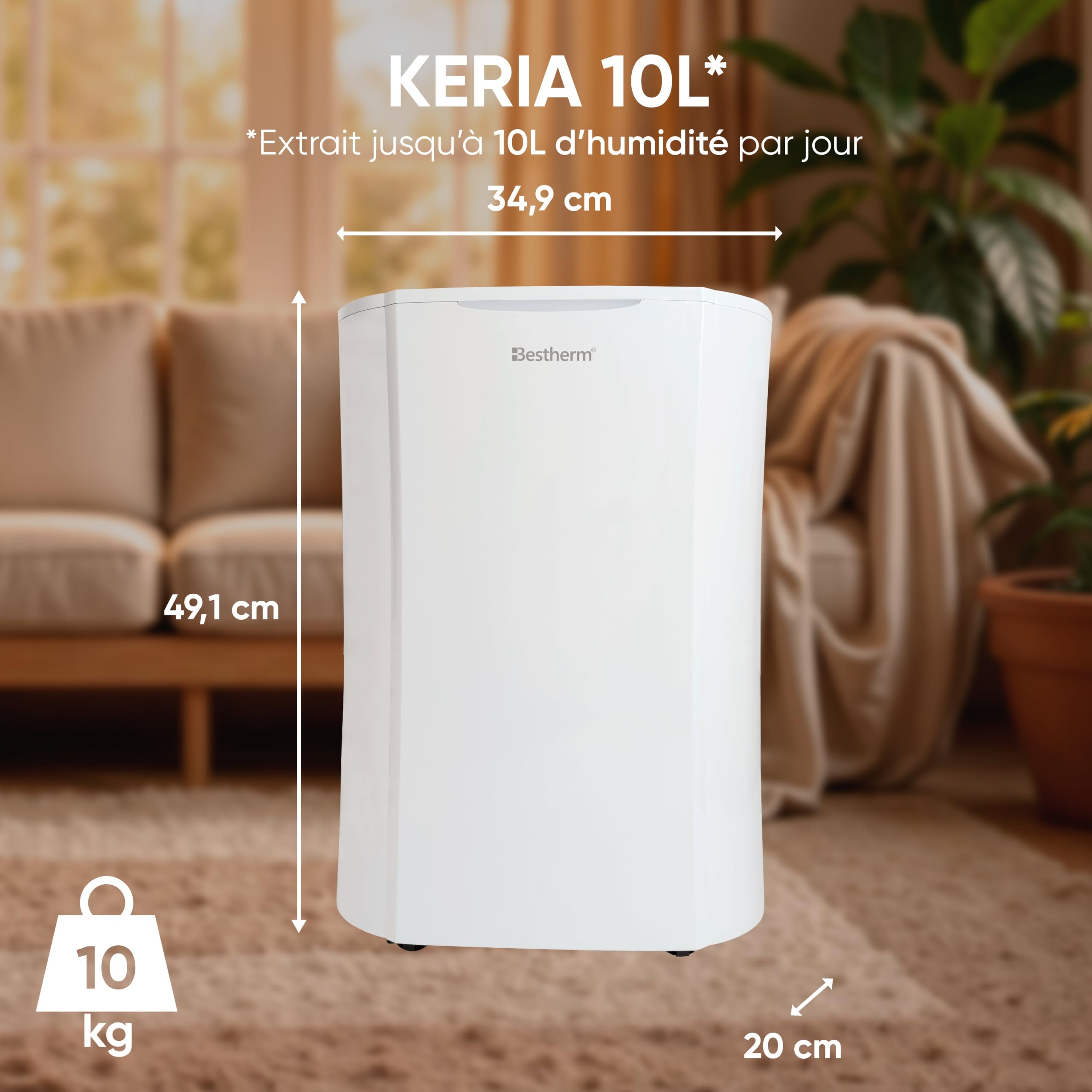 BESTHERM - Deshumidificador de aire BESTHERM - Keria 10L/día, depósito extraíble