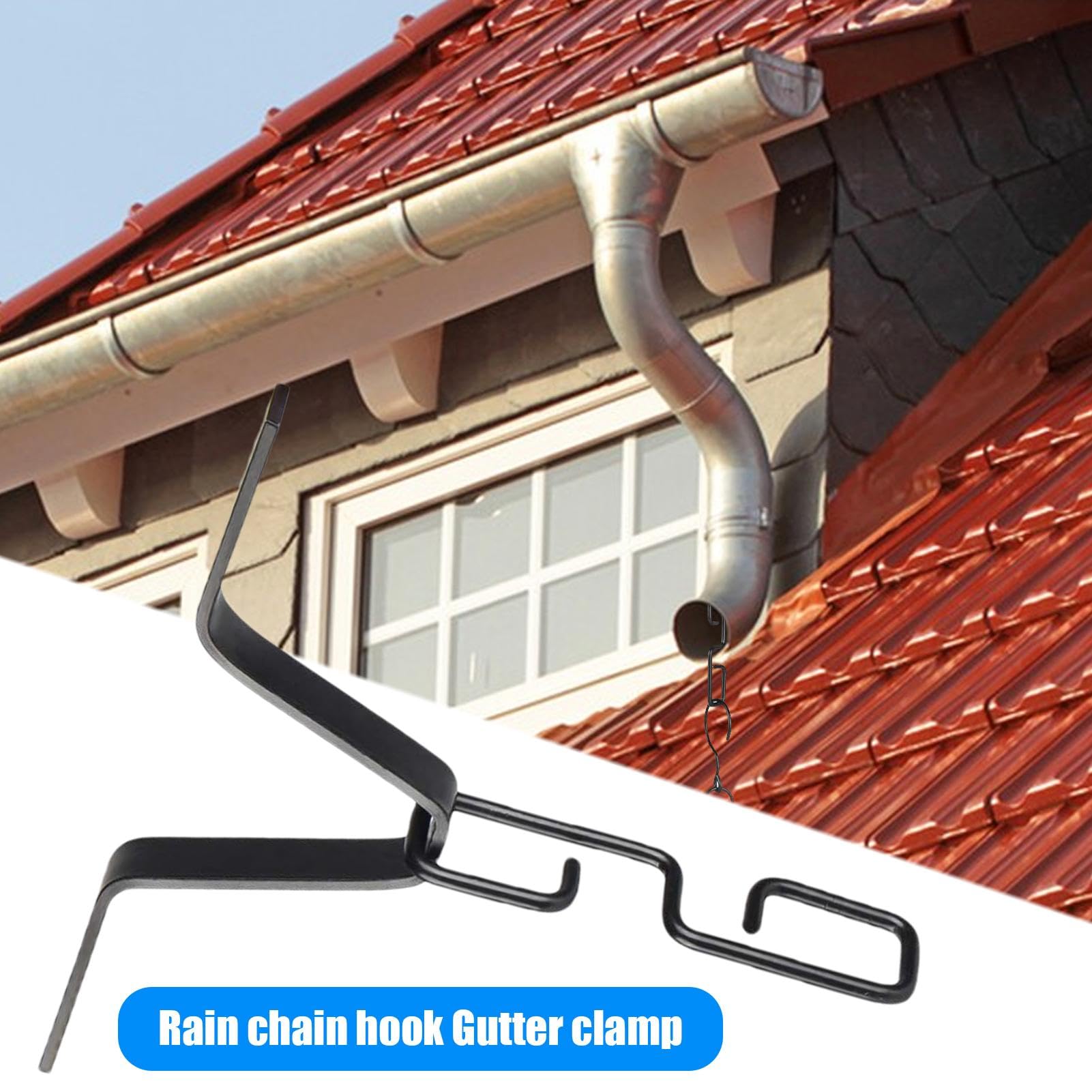 Downspout Install Hook Rain Chain Gutter Adapter Hooks – 2 Sets, Iron ...