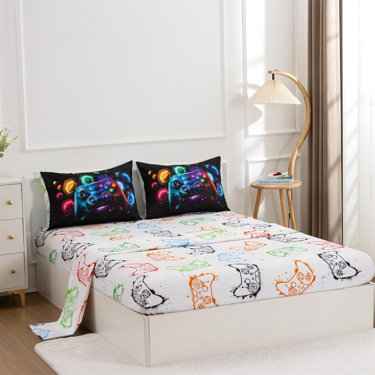 NTBED Game Console Comforter Set for Boys Girls Kids Space Universe Gaming Lightweight Microfiber Gamer Bedding Sets (Multi, Queen 5Pcs) - Image 3