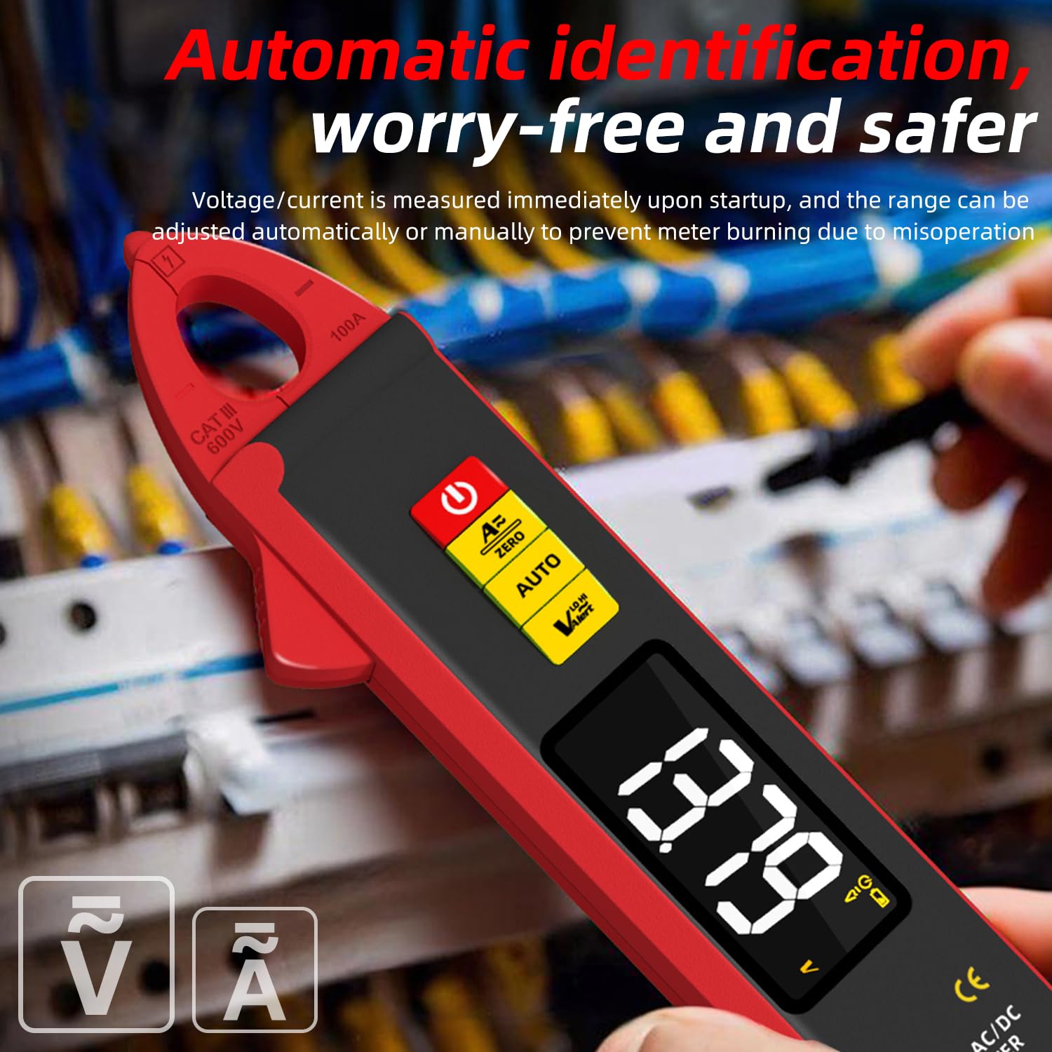 BSIDE UX1 - Pinza di corrente 1 mA DC AC, multimetro amperometro DC AC, amplificatore 6000 conteggi, voltmetro digitale, capacità temperatura, resistenza, tester di tensione