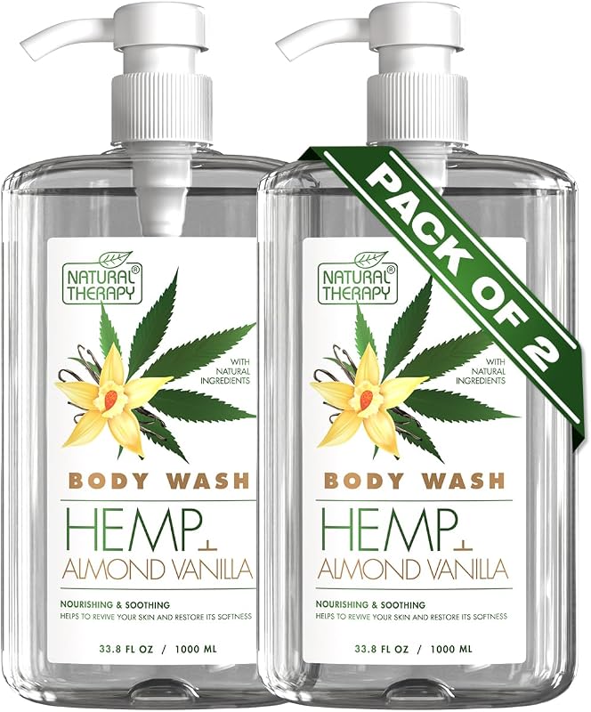 Sabonete líquido corporal Natural Therapy com óleos de cânhamo e baunilha e minerais do Mar Morto, Pacote com 2 (2 x 1.000 mL)