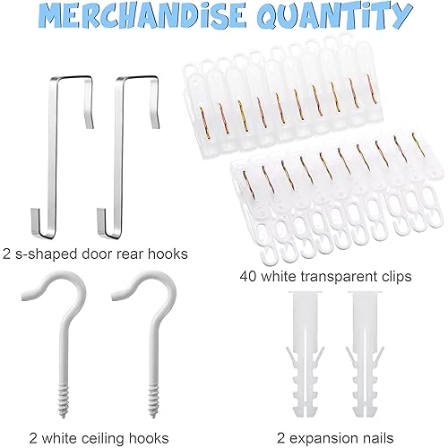 Miniatura 2 de 2 unidades de cadena de almacenamiento de animales de peluche colgante organizador de animales de peluche con 40 clips de plástico de 79 pulgadas,