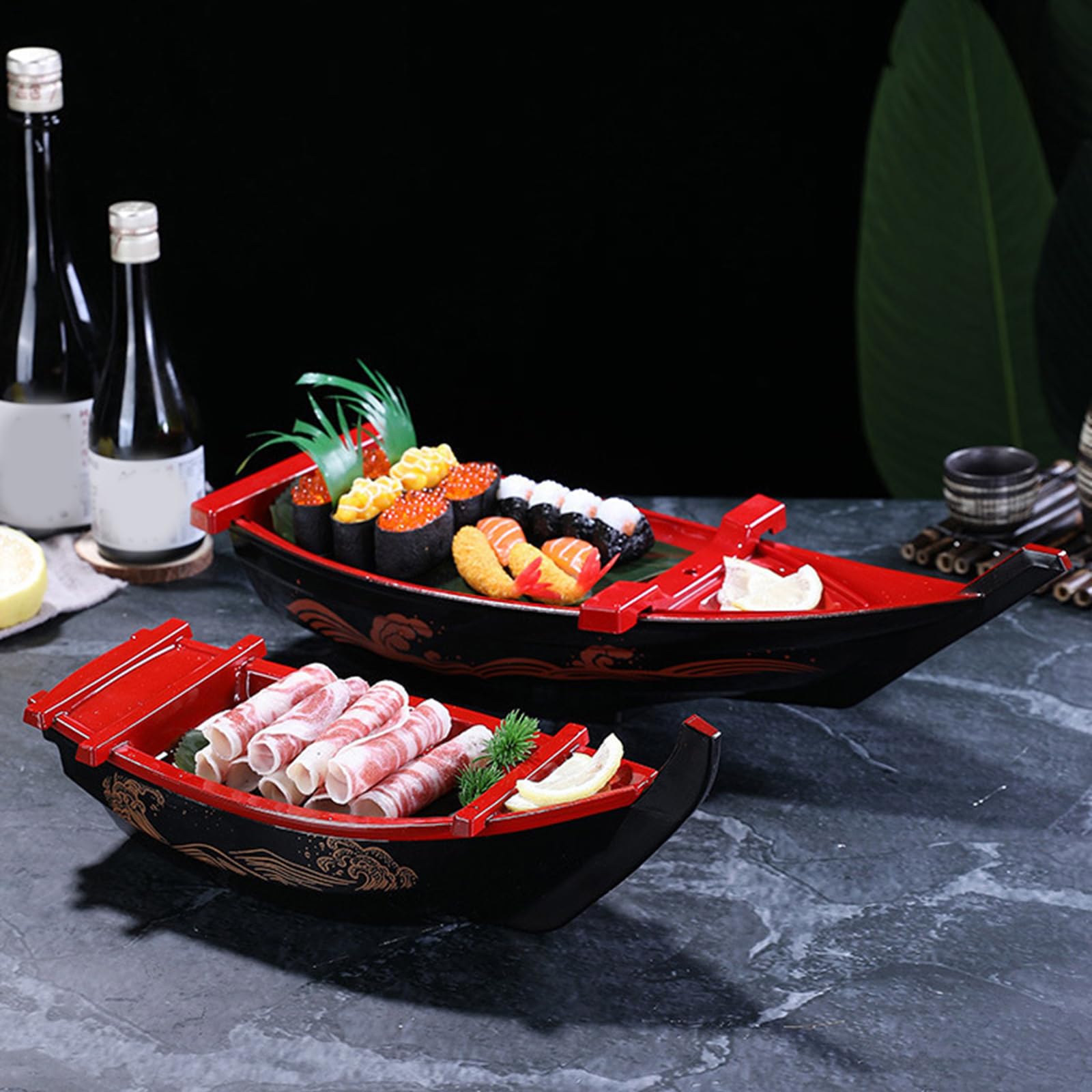 Assiette à sushis en forme de bateau - Plateau de service créatif pour la maison et le restaurant