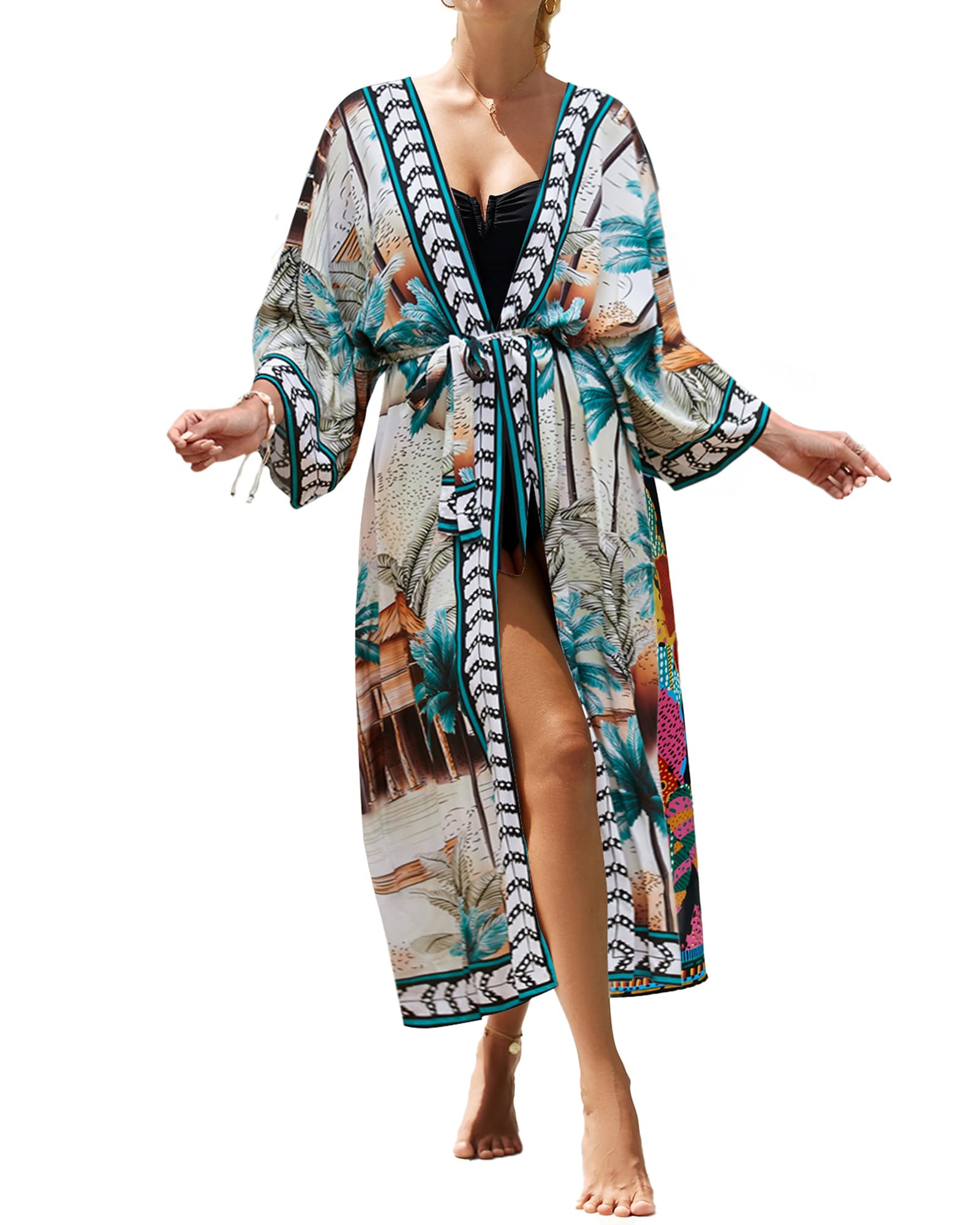 BsubseachWomen's Sexy Fashion Loose Bikini Swimwear Cover Up Long Kimono Cardigan
