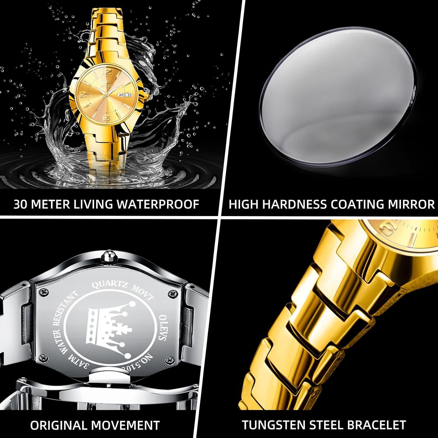 OLEVS Watch Women Luxury Dainty Vintage Square/Round Small Watches for Women Waterproof Stainless Steel Analog Women's Watches with Day Date Fashion Dress Easy Read Female Watch Reloj para Mujer - Image 4