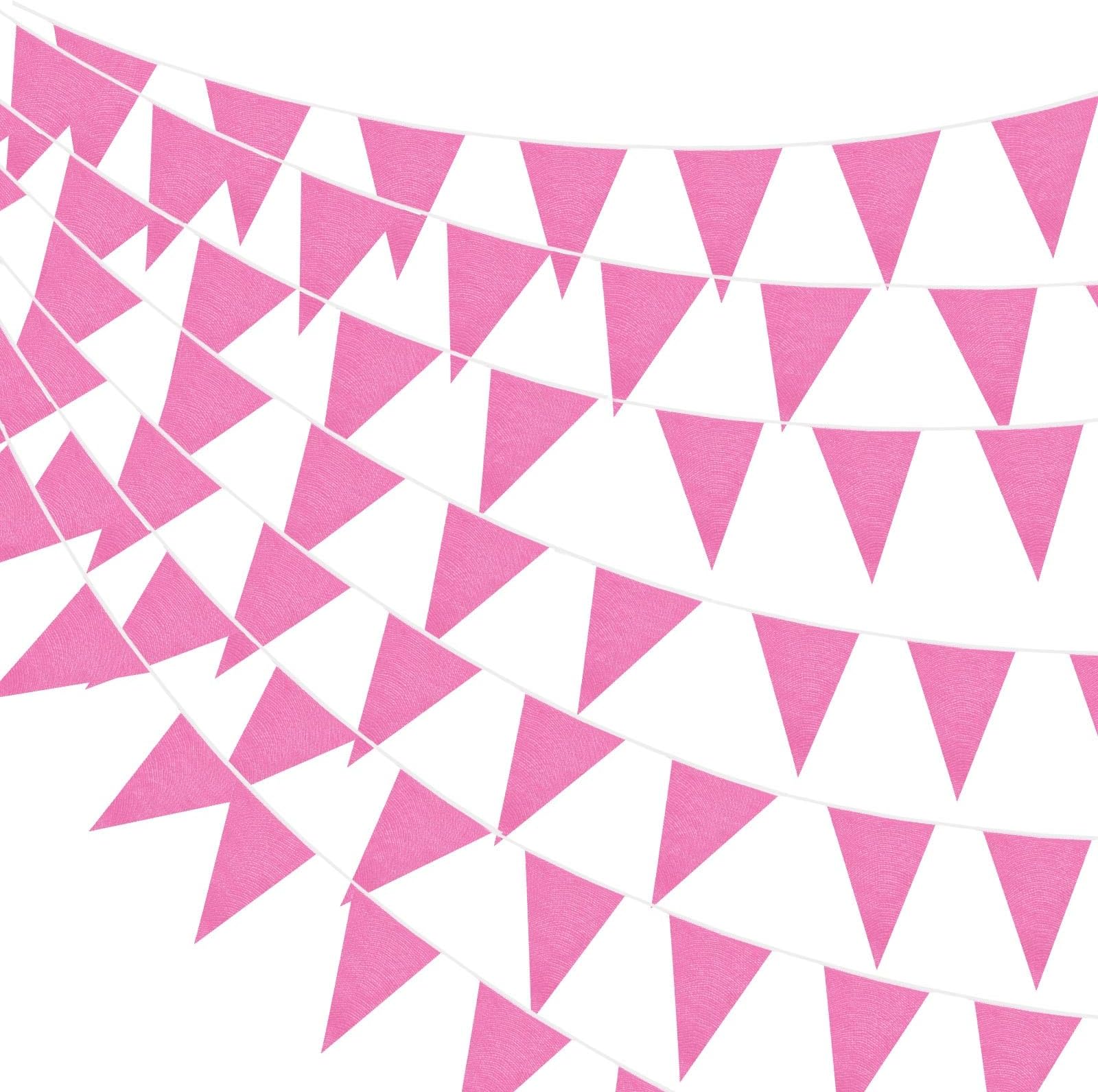 50 Feet Pennant Banners Flags 40 Solid String Triangle Flags for Grand Opening, Carnival Theme Birthday Party Decoration Outdoor Events Classroom Decoration(Light Pink)