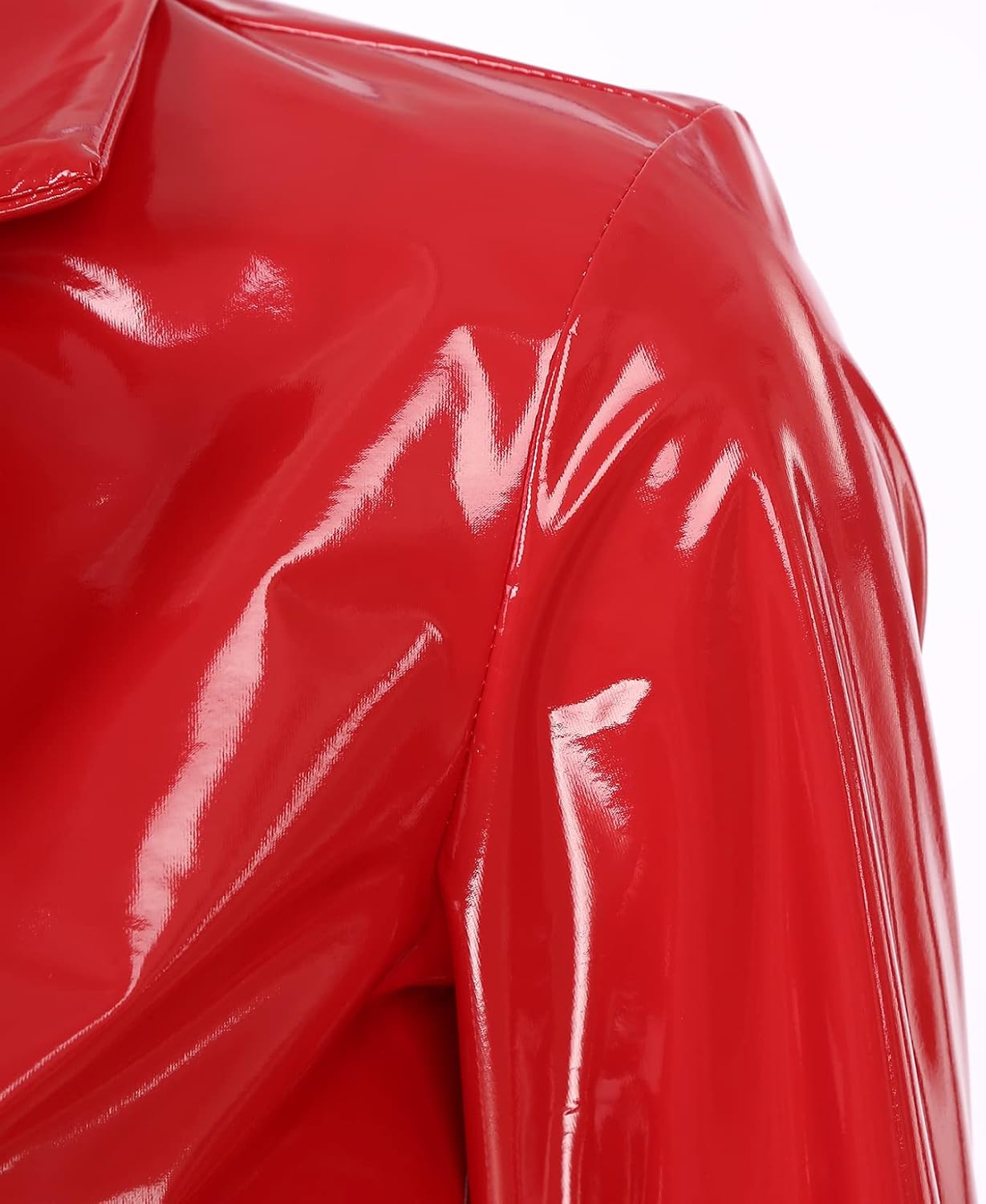 Women's Crop Faux Leather Jacket Cropped Motorcycle Jacket Coat Long Sleeve Bolero Outwear