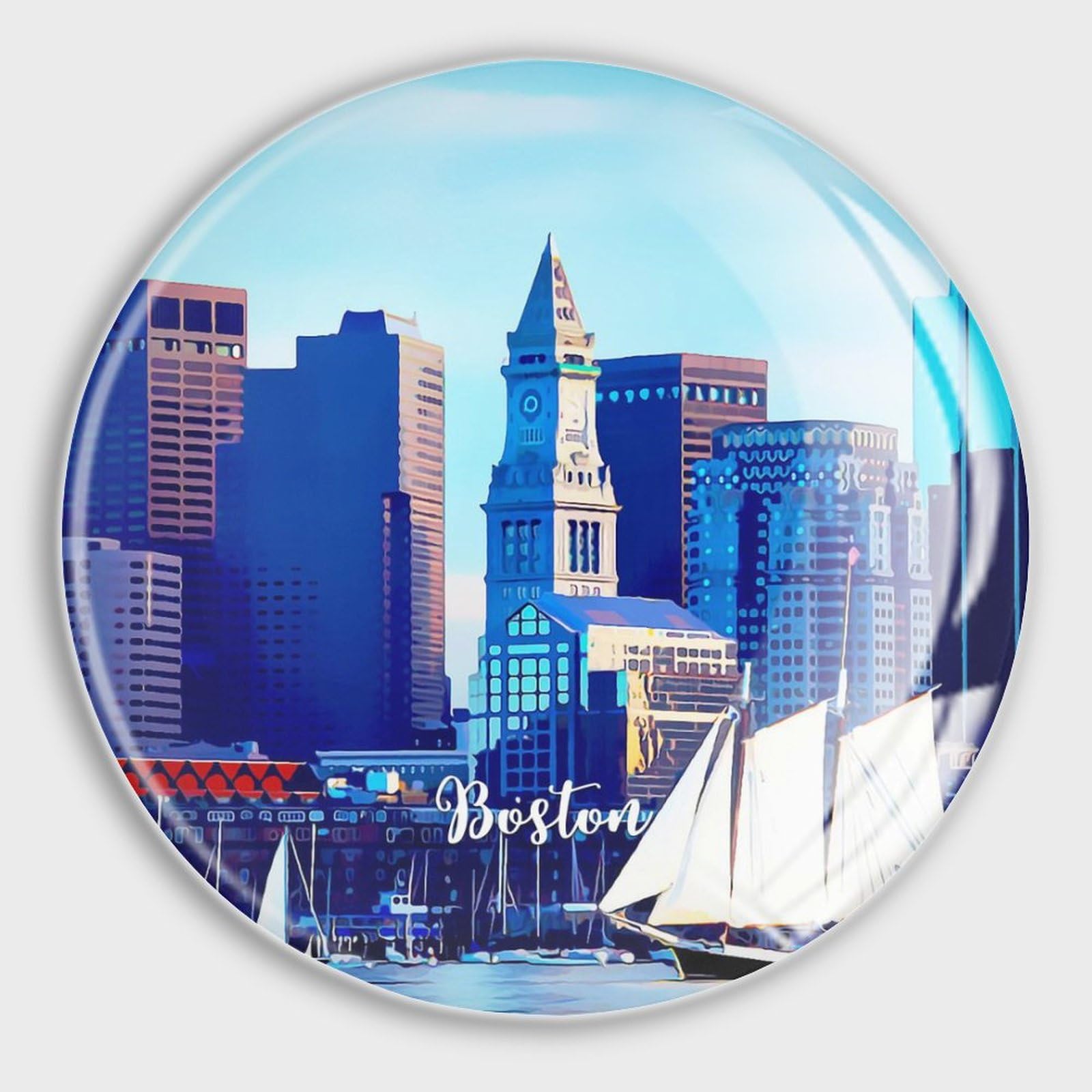 Imanes de vidrio con paisajes de Boston: imanes decorativos de alta resistencia para cocina y vitrinas