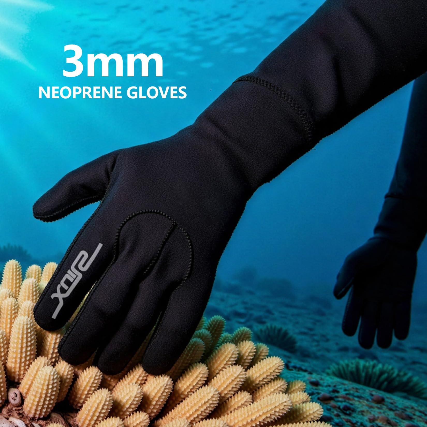 Dizokizo Neoprene Gloves Men Women,3mm Five Finger Thermal Anti-Slip Wetsuit Gloves for Kayaking Snorkeling Surfing and Other Water Sports (M)