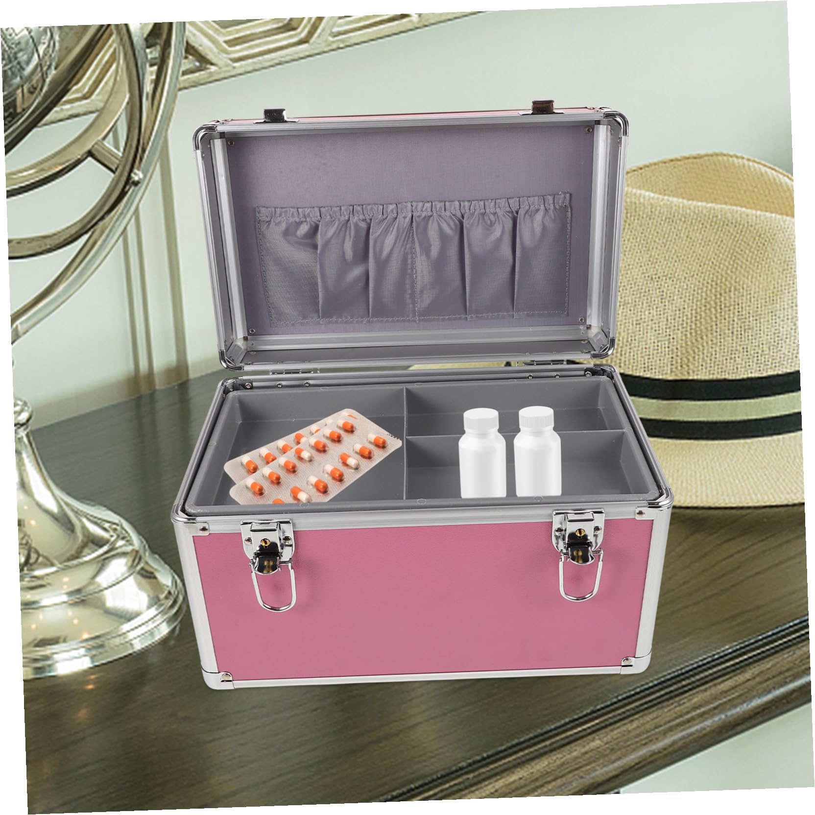 VALICLUD Caja Kit de primeros auxilios compartimiento código largo médico Emergencia robusto maletín de organizador de primeros auxilios aleación de aluminio