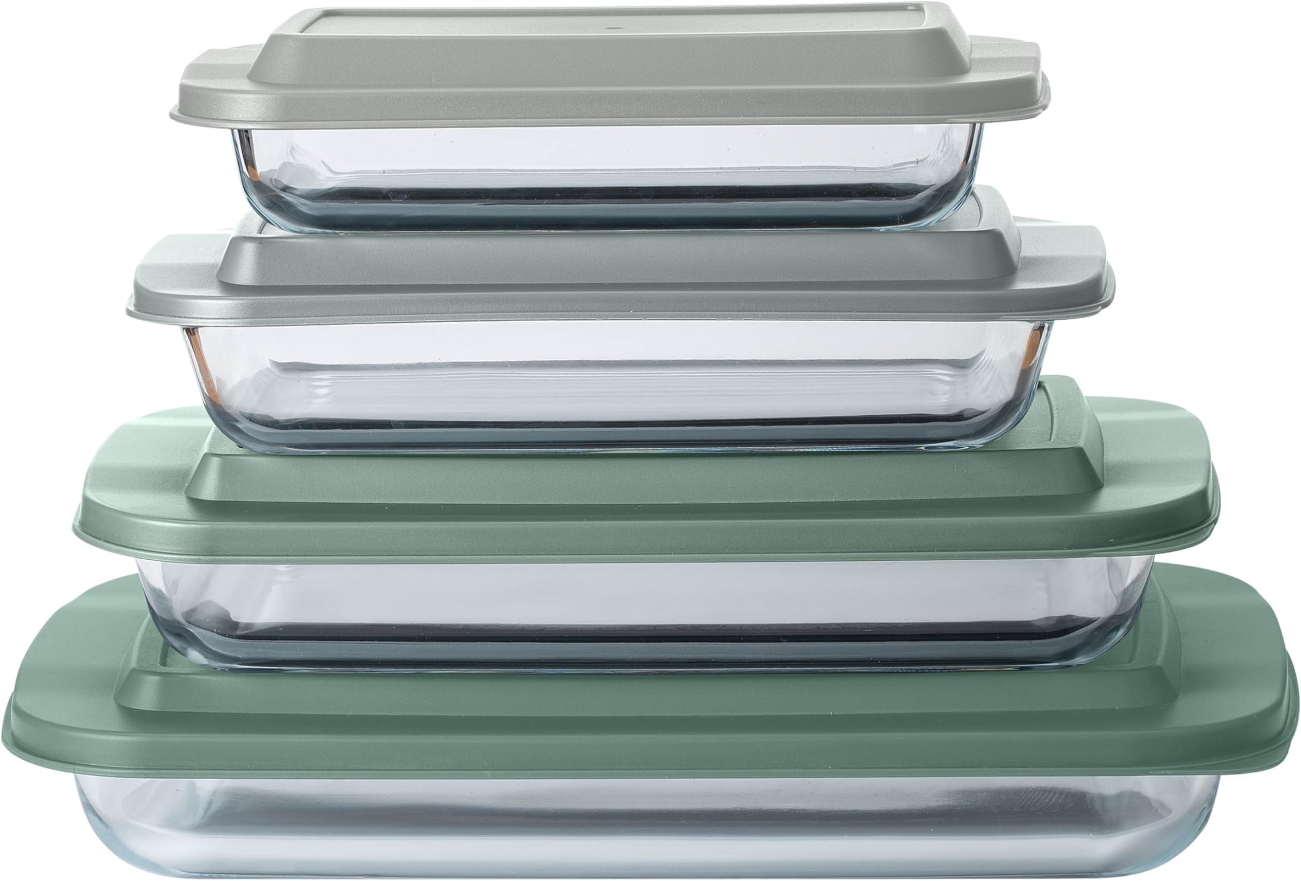 COOK WITH COLOR 8 PC. Glass Baking Dish Set with Lids - Deep Casserole Dish, Glass Food Container, Oven, Freezer and Microwave Safe, Clear Container