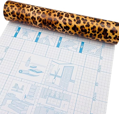 Miniatura 6 de Rollo de papel tapiz de 32.8 pies con estampado de leopardo, vinilo para despegar y pegar, papel de renovación de muebles, papel extraíble para