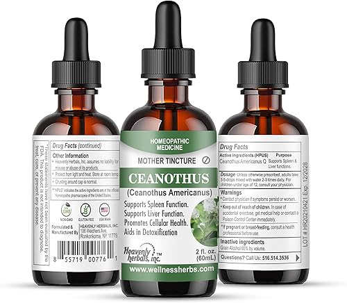 Heavenly Herbals, Inc. Ceanothus Americanus Q - Tintura madre homeopática - Apoya la función del bazo y el hígado - Ayuda en la desintoxicación. 2