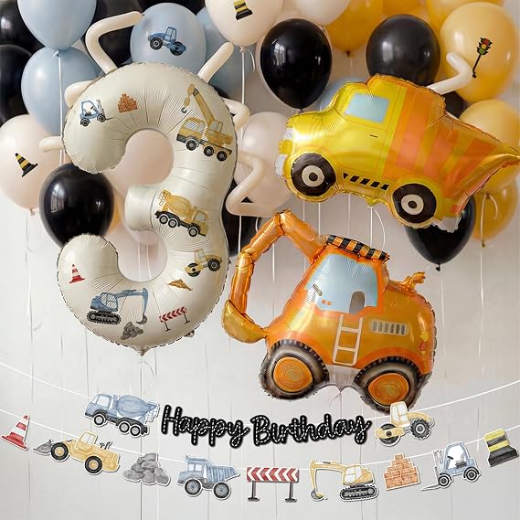 Digger Birthday Decoration 2 Years Pack of 52 Digger Balloons 2nd