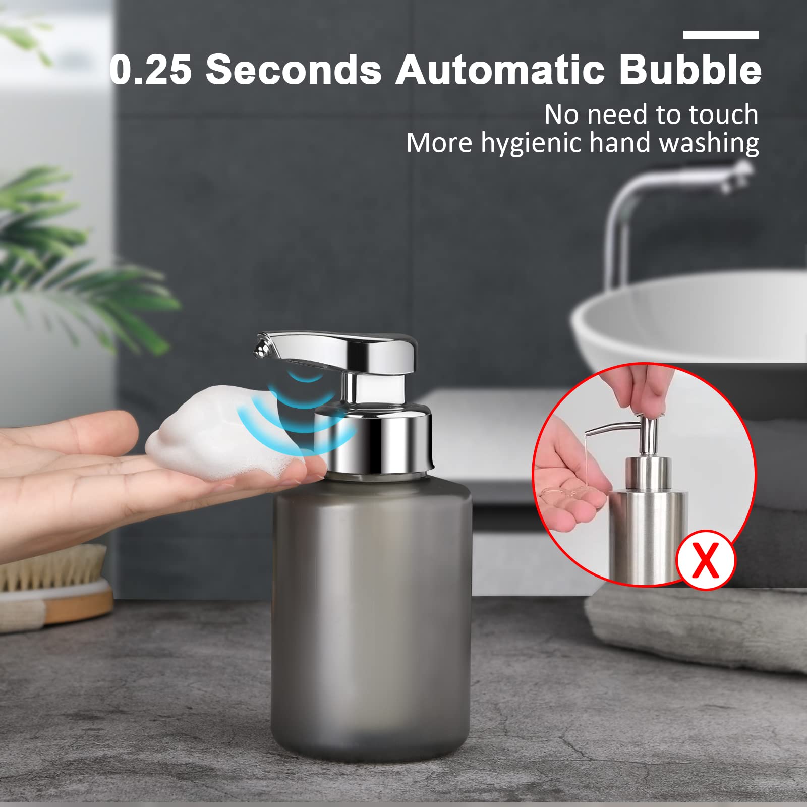 Phneems Elektrischer Seifenspender Mit Sensor - Automatischer Schaum Soap Dispenser No Touch für Bad, Küche, Büro - Schwarz Phneems Elektrischer Seifenspender Mit Sensor - Automatischer Schaum Soap Dispenser No Touch für Bad, Küche, Büro - Schwarz