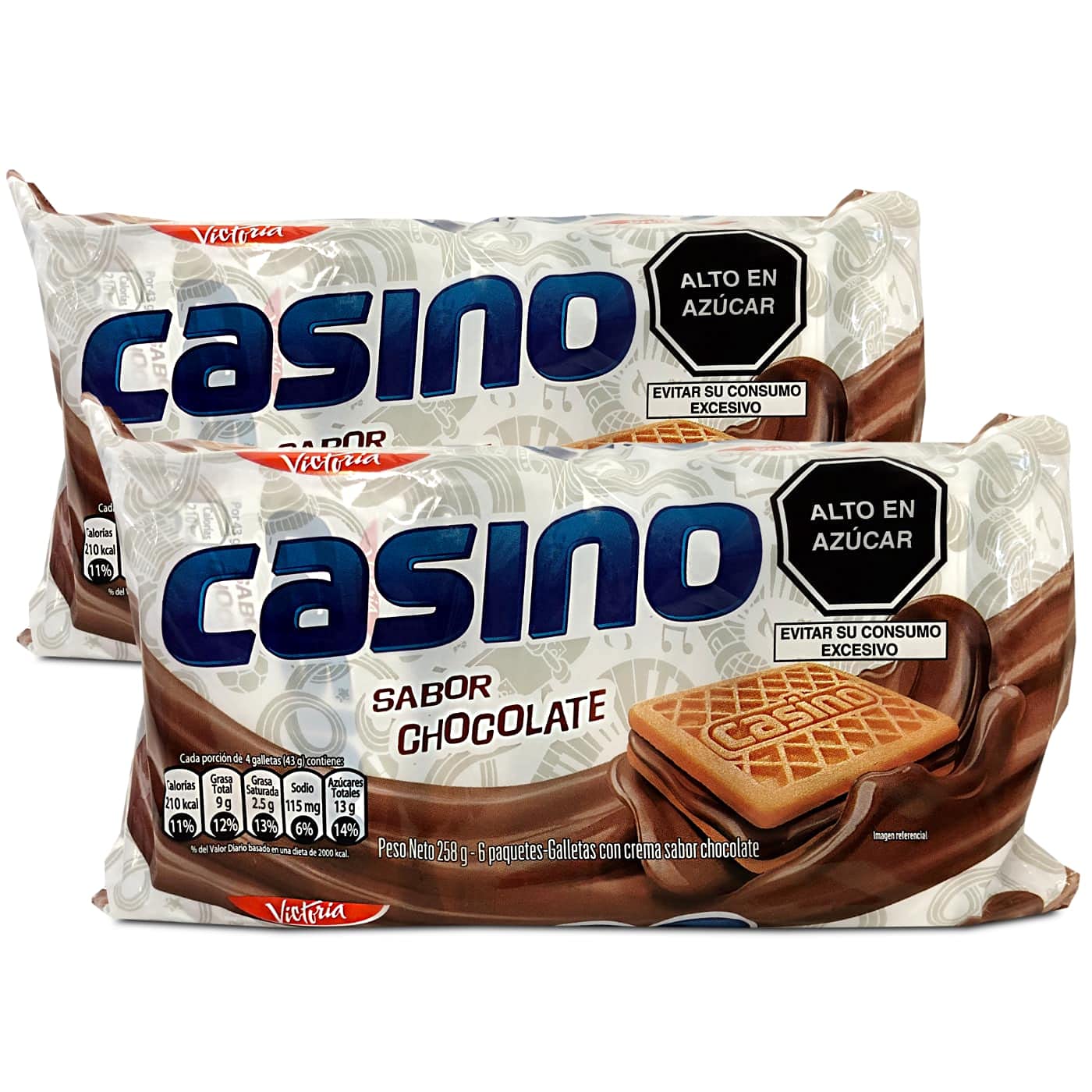Generic VICTORIA Galletas Peruanas Casino con Crema Sabor Chocolate 2 Pack | Peruvian Casino Chocolate Cookies - 2 Pack