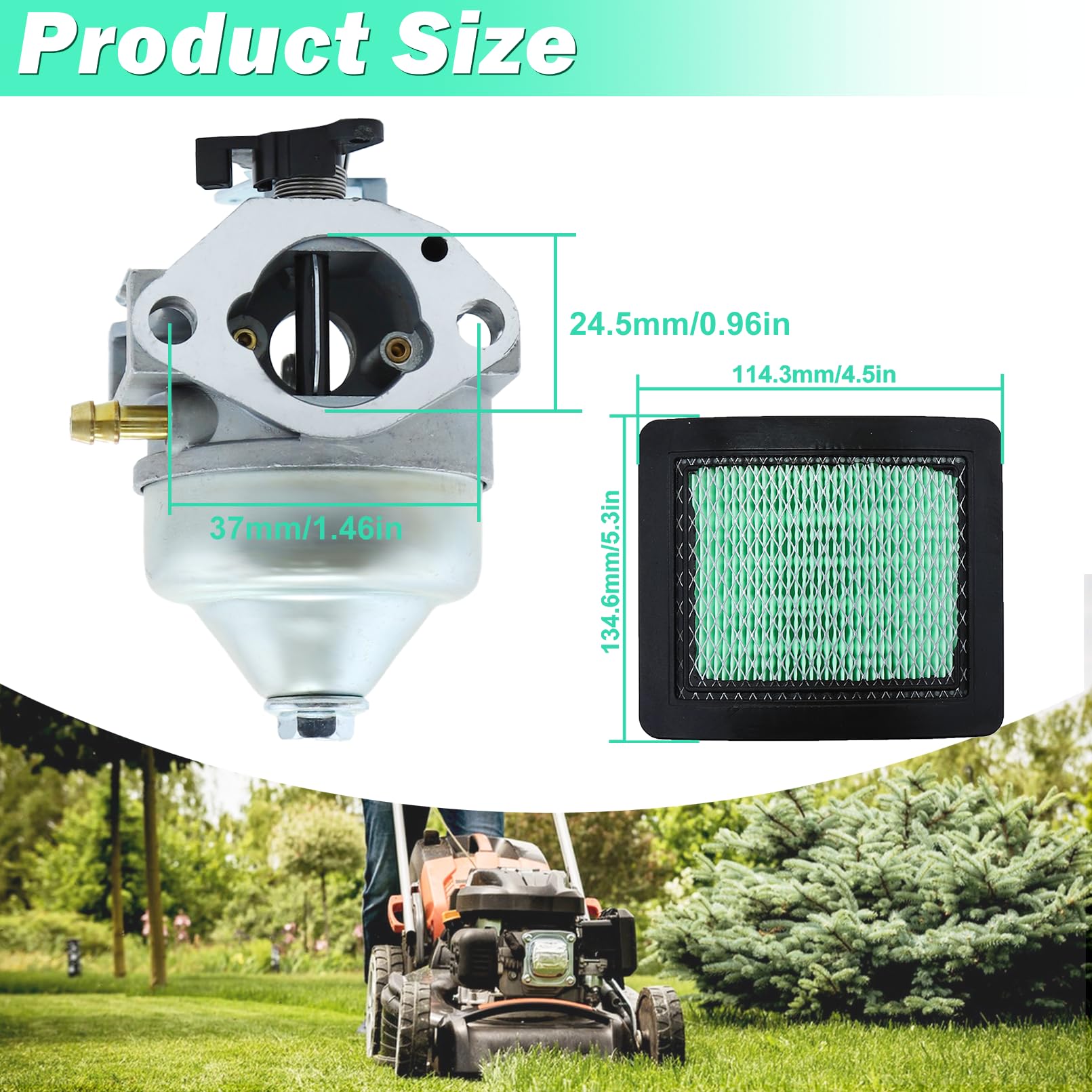 ADEFOL Kit de Carburador para Honda Motor GCV190 y Cortacésped HRB217 HRX217, Carburador + Filtro de Aire + Juntas + Bujía Accesorio Piezas de Repuesto Kit 9 en 1