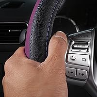 Vista 5 de Funda de cuero para volante de automóvil, protector antideslizante de cuero de microfibra transpirable, ajuste universal para la mayoría