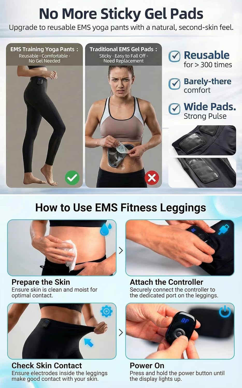 EMS Workout Leggings for Women, Muscle Stimulator Training Pants for Abs & Thigh Workout, Fitness Training Leggings