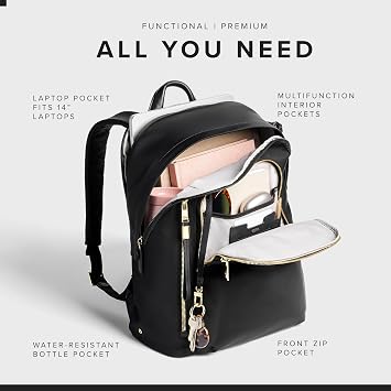 TUMI - Voyageur Halsey Backpack - Travel Backpack - For Business, Fashion, Commute - Holds Up to 14 Screens - Black & Gold