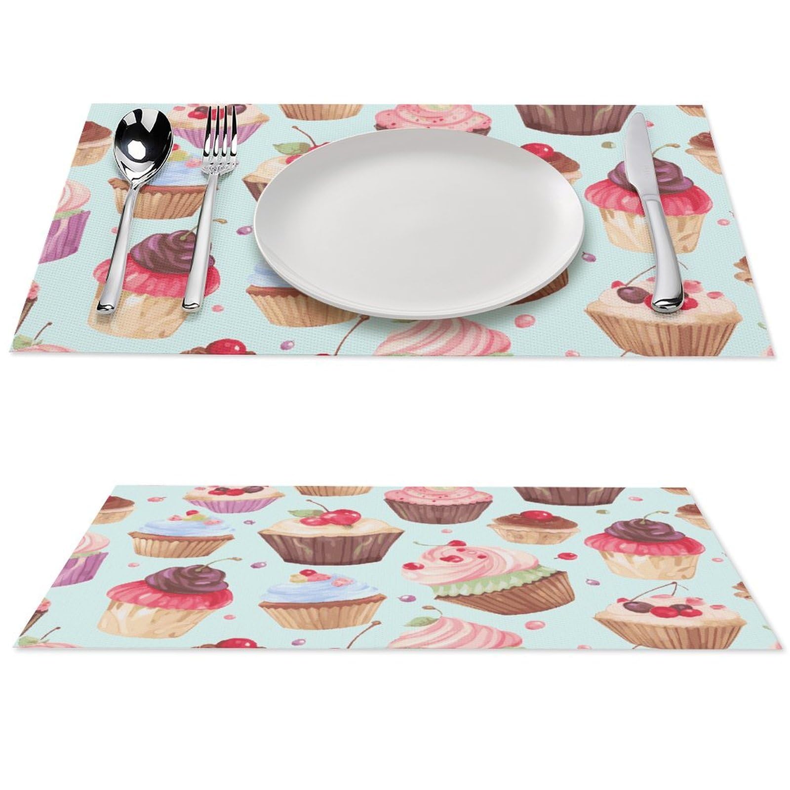 Set de table en PVC cupcake antidérapant et résistant à la chaleur pour fête