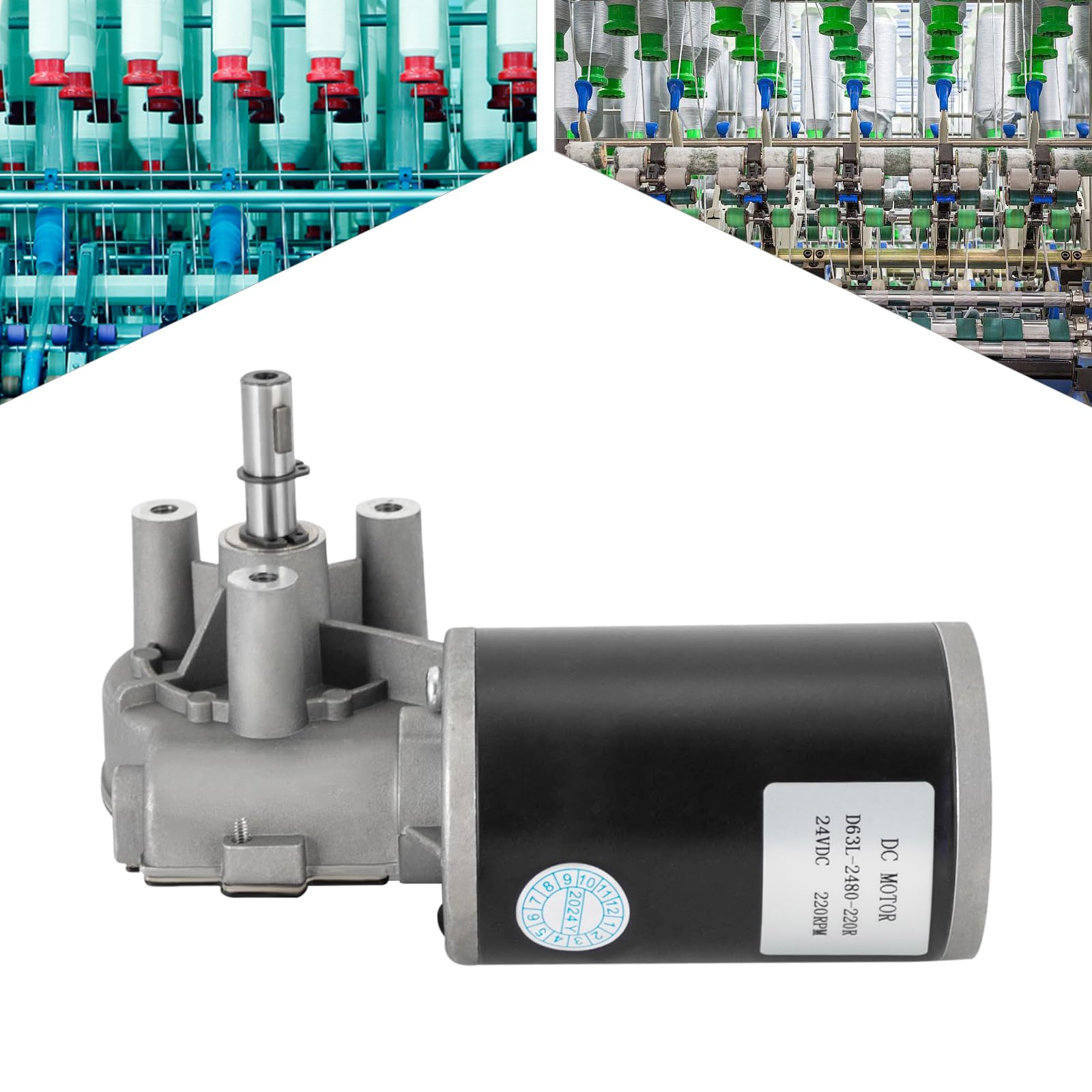 Motore con riduttore a vite senza fine 24V DC, motore con riduttore 220 giri/min, motore a corrente continua 80W (sinistra)