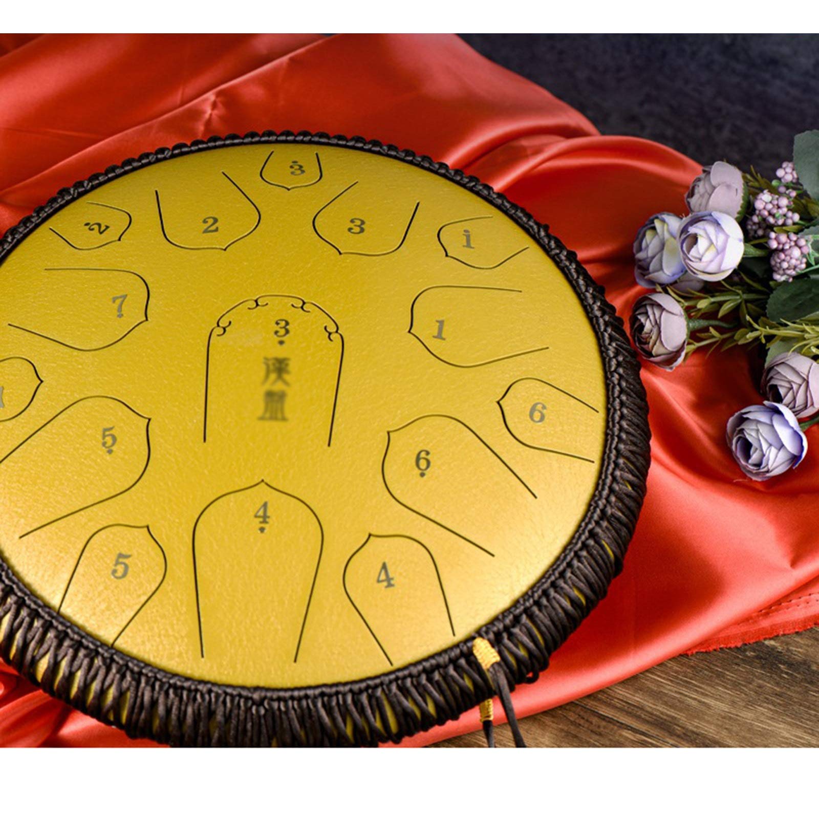 Tambor de la lengua de acero de 14 pulgadas 15 nota D Instrumento de percusión de tambor de acero, regalo para adultos y niños, meditación, yoga y zen (Color : B)
