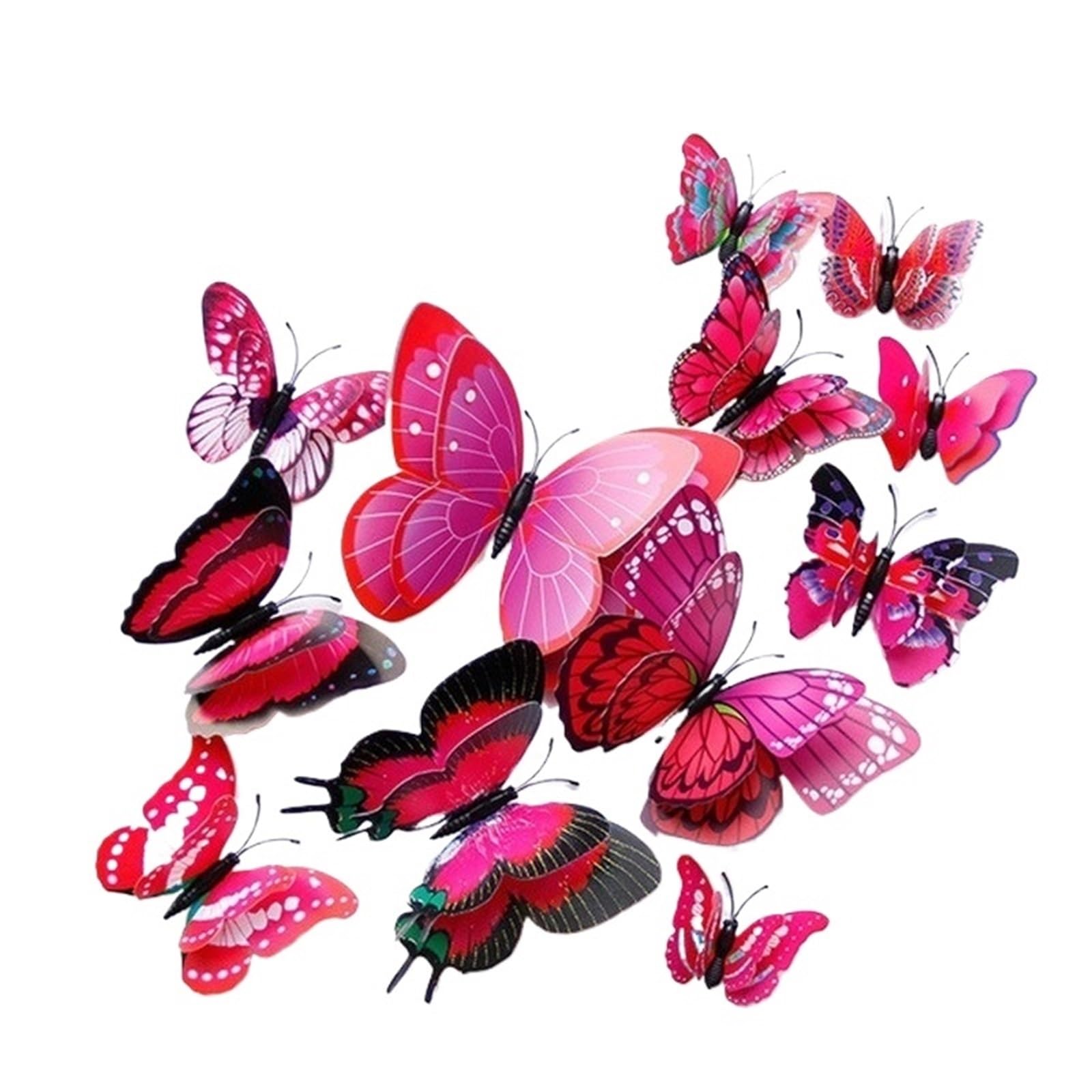 12PCS 3D Double-layer Simulation Butterfly Wall Sticker Refrigerator Magnet Rooms Kitchen Home Decor(Yellow)