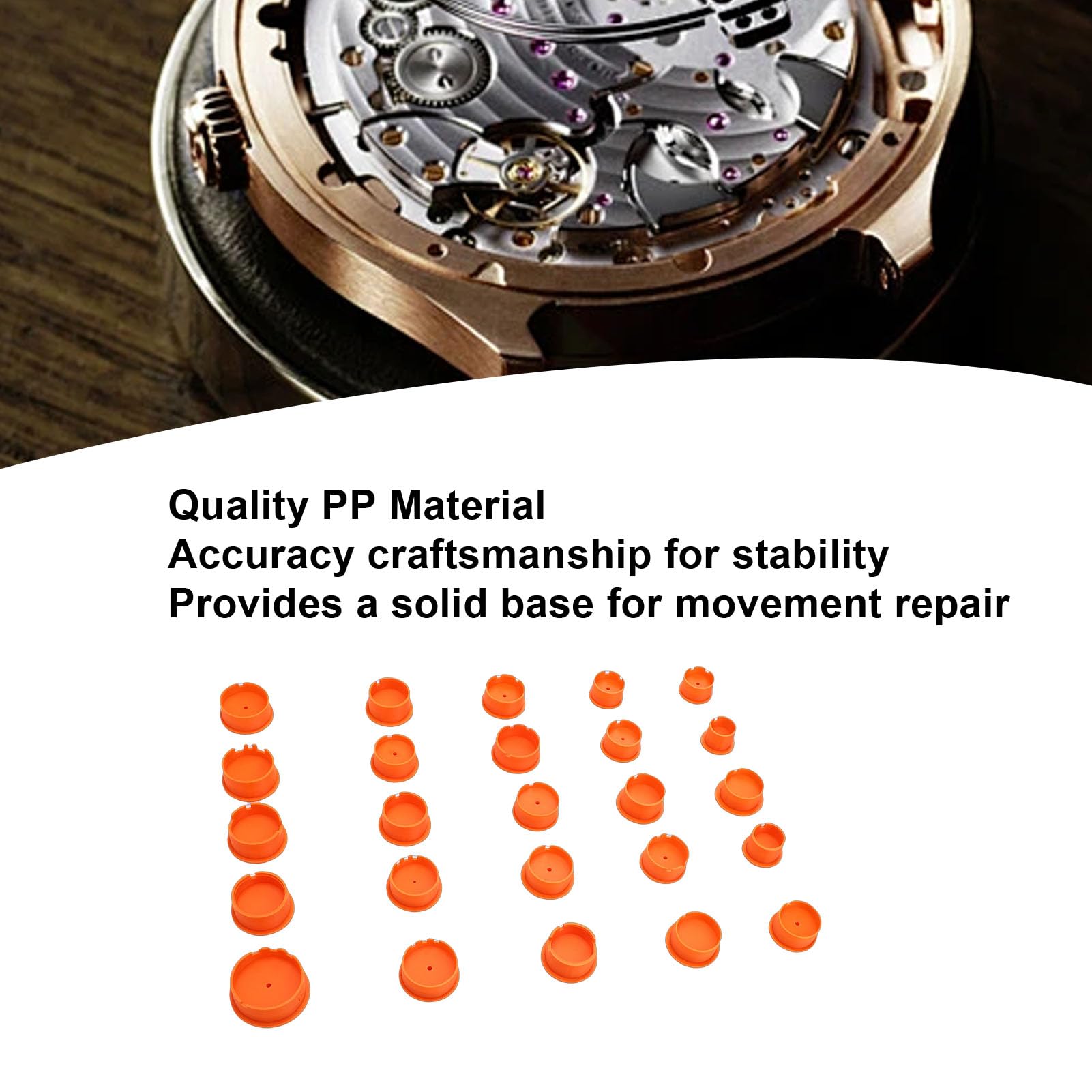 Luocute Supporto per Movimento Dell'orologio da 25 Pezzi, Strumento di Riparazione della Base di Fissaggio Stabile con Materiale PP per Orologiaio, Kit di Strumenti di Riparazione