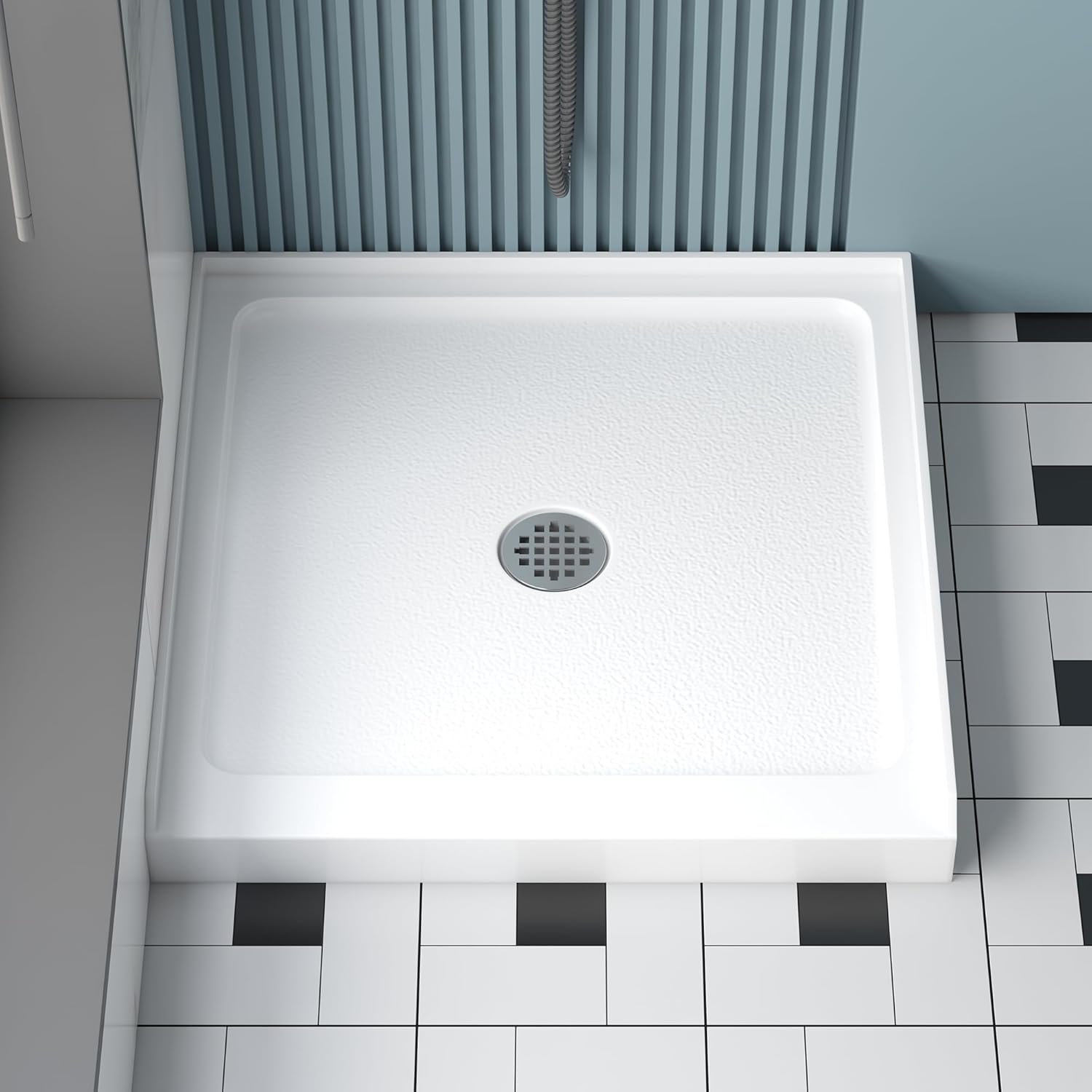 KPUY Shower Base, 36'' L X 36'' W Shower Base Pan with Single Threshold and Center Drain, Shower Pan with Slip Resistant Textured Surface, White Acrylic 36'' L X 36'' W - Center Drain