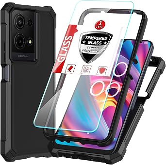 DpS for TCL K32 5G/TCL K33 5G 3-in-1 Case, TCL K32 5G with Screen Protector, Dual-Layer TCL K33 5G Phone Case Full Body Protection,Hard PC Bumper & Silicone Back Military Grade Cover.Black