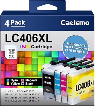 LC406XL Ink Cartridges for Brother Printer for LC406XL LC406 LC 406XL for Brother LC406 Ink Cartridges Compatible with MFC-J4335DW,MFC-J5855DW,MFC-J4535DW,MFC-J6555DW Printer 4 Pack