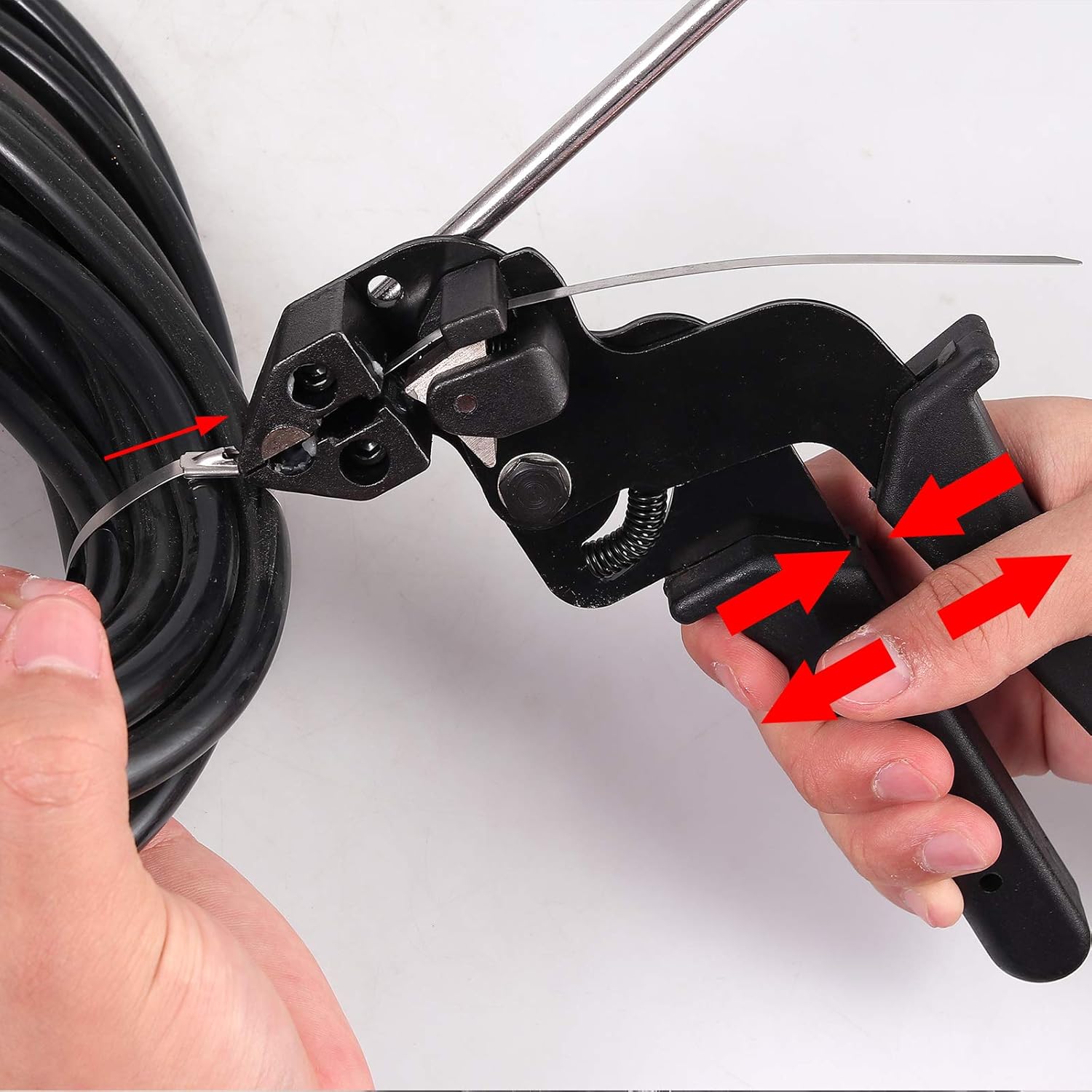Best Deal 🛒 Proster Cable Tie Tool Set Stainless Steel Cable Tie Gun Adjustable Tensioning and Cutting Tool + 200pcs 304 Self-Locking Stainless Steel Cable Ties of sizes 4.6x150mm, 4.6x200mm, 4.6x300mm