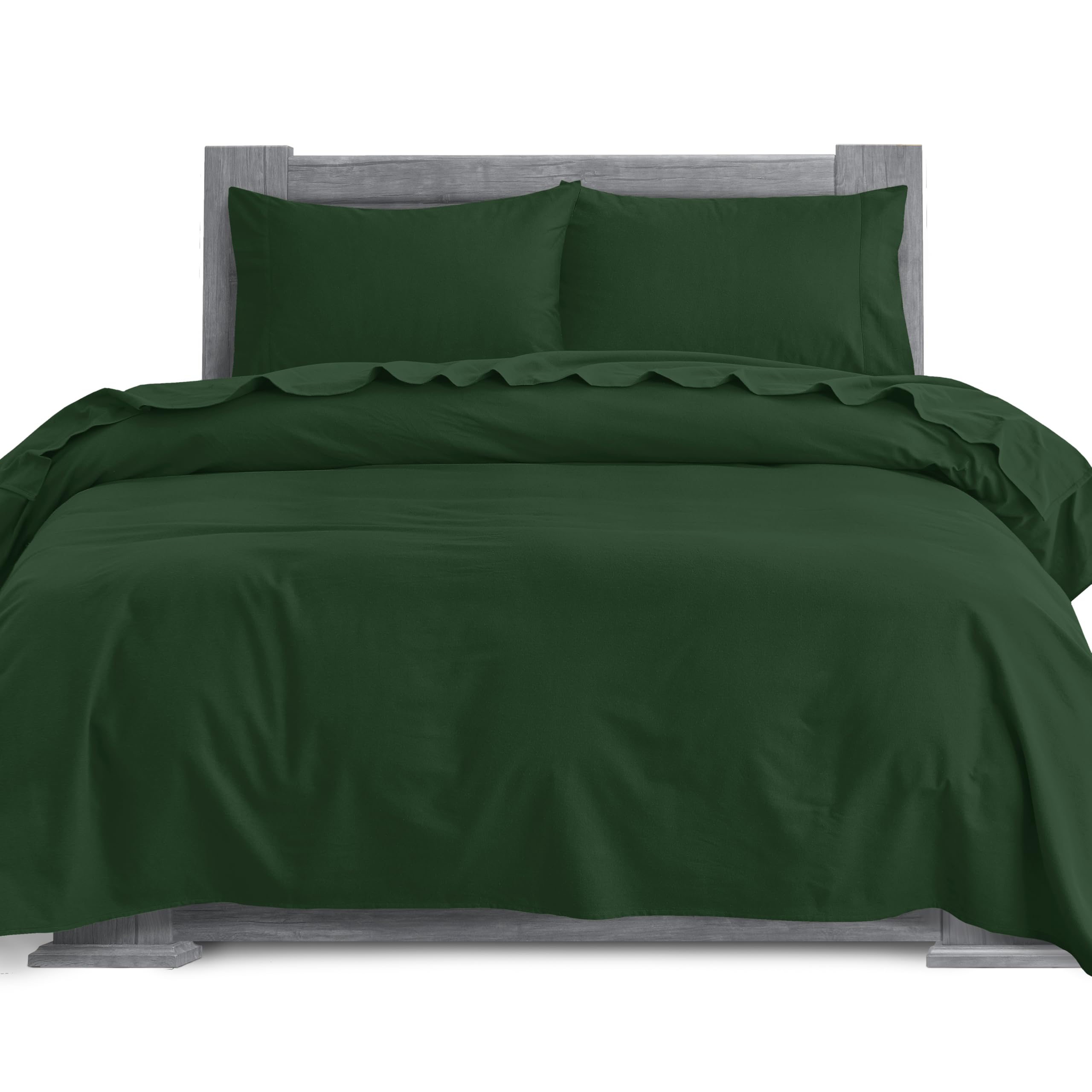 Elegant Comfort Soft 4-Piece 100% Turkish Cotton Flannel Sheet Set - Premium Quality, Deep Pocket Fitted Sheet, Ultra Soft, Cozy Warm Flannel Sheets -