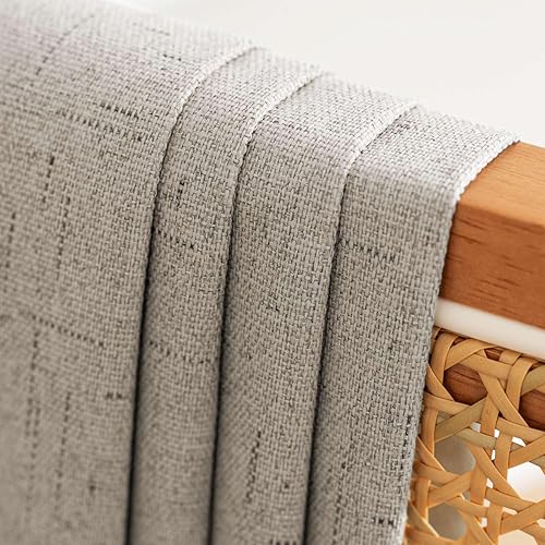 Miniatura 4 de H.VERSAILTEX - Cortina opaca 100 % de lino de 96 pulgadas de largo para dormitorio, con aislamiento térmico, lino texturizado, ahorro de energía,