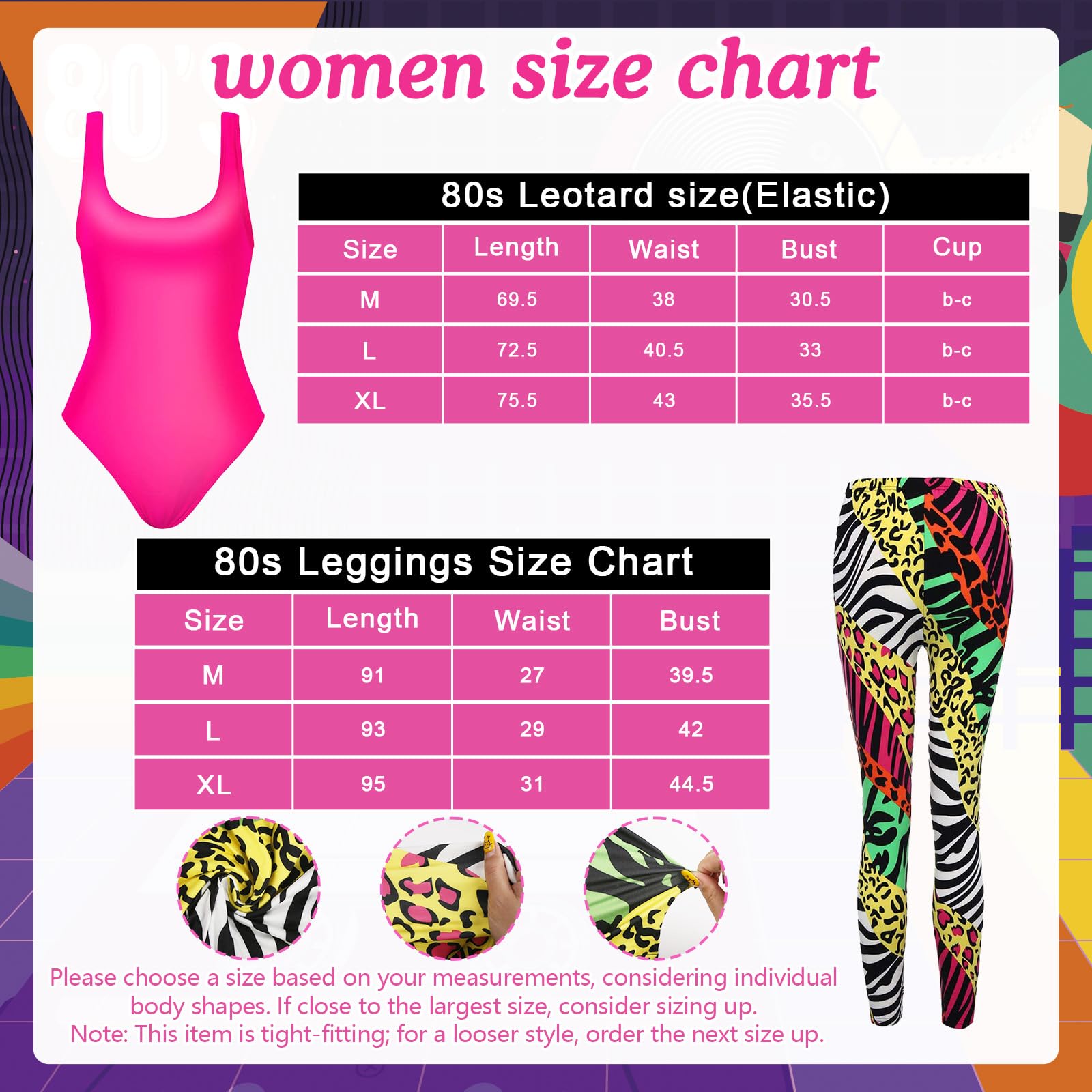 Gigquake 80s 90s outfit women, pink, M - Image 4