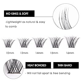 Cluster Lashes 72 Individual Lashes Clusters Eyelash Extensions False Eyelashes DIY Lash Extension Kit Reusable False Eyelashes Natural Look Mix 10-16mm C D-Curl-DM01