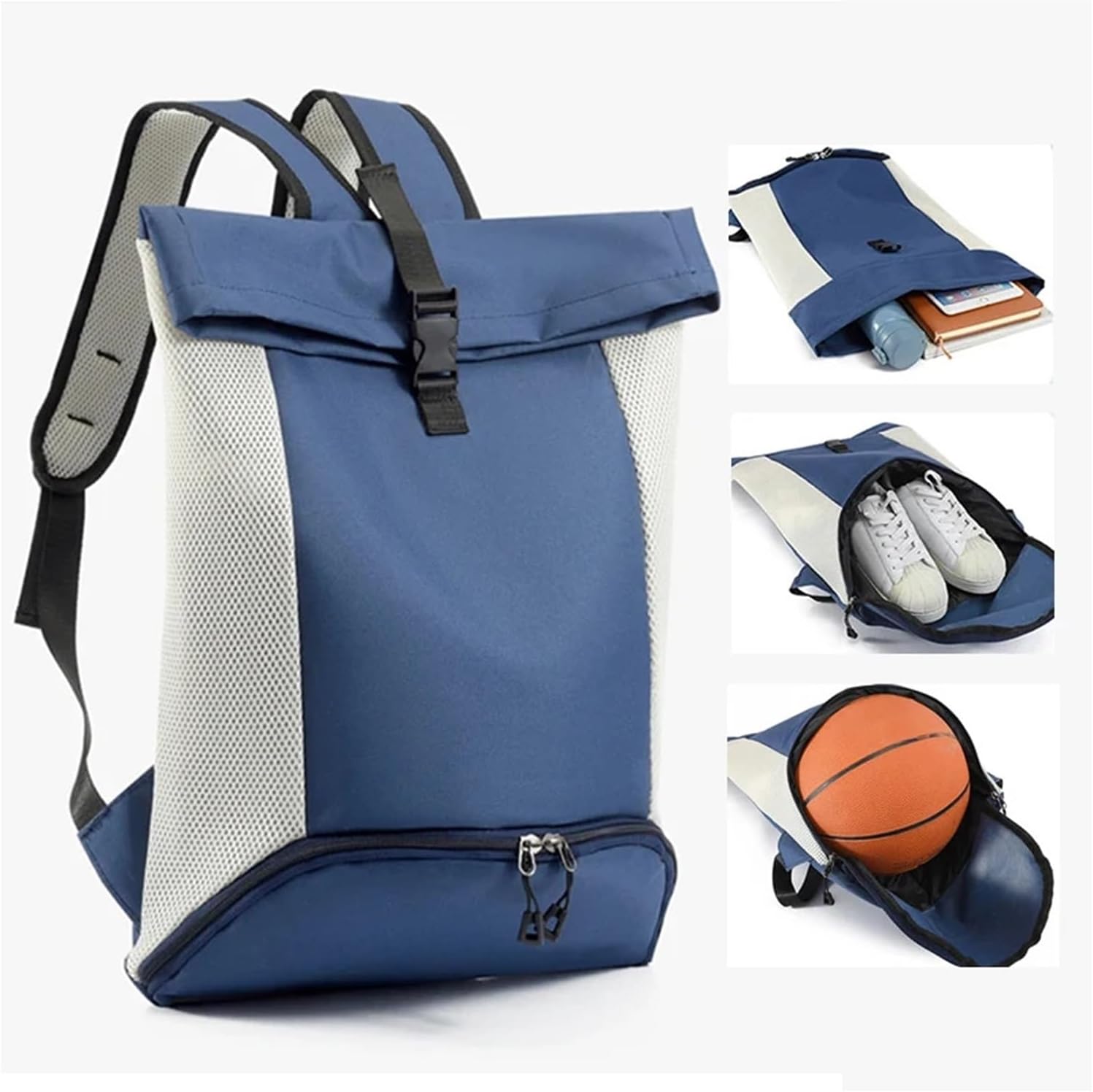 20L Basketball Gym Bag Fitness Backpack Large Sports Bag for Men with Separate Ball compartment TravelBag for Soccer Volleyball Pack(Deep Blue)