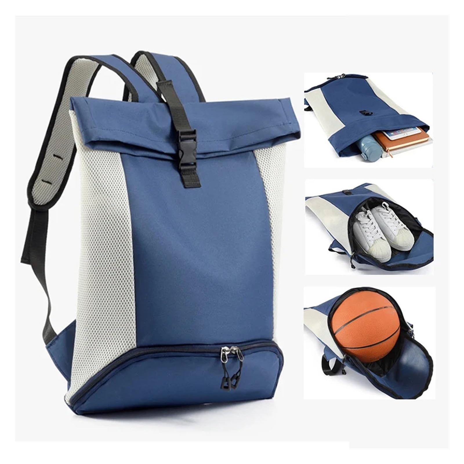 20L Basket Gym Bag Fitness Zaino Grande Borsa Sportiva per gli Uomini con Separato Scomparto Pallone TravelBag per Calcio Pallavolo Pack