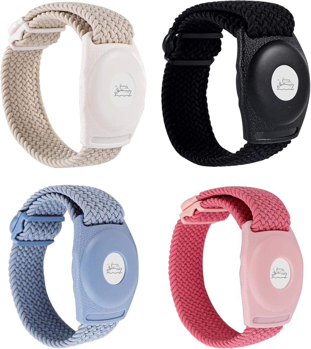 4pcs Holder for Princess Cruise Medallion, Adjustable Braided Wristband Bracelet for Princess Medallion Holder Accessories Comfortable & Breathable Watch Band fit Men Women (4 Colors)