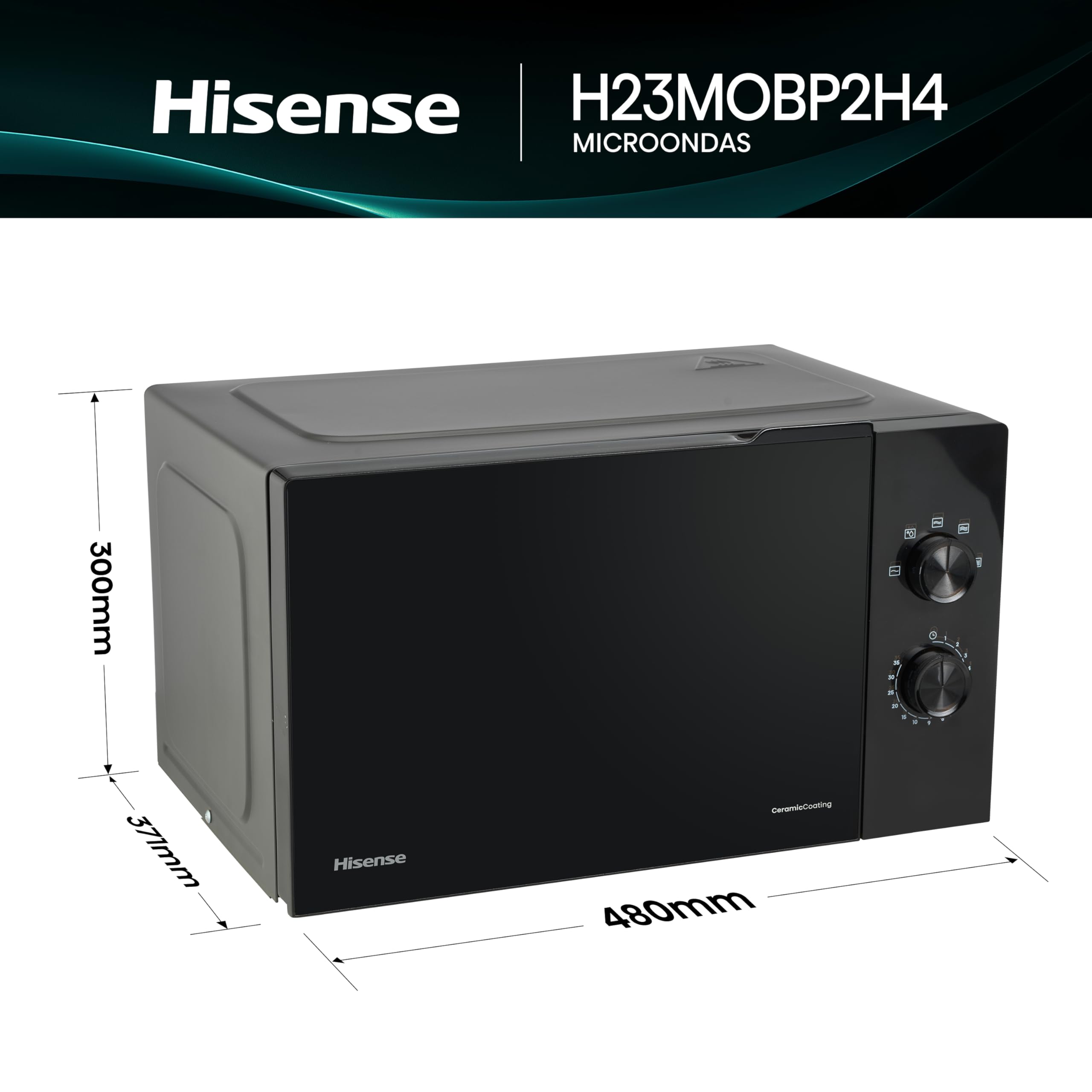 H23MOBP2H4 kuchenka mikrofalowa, 23 l, 800 W, czarna