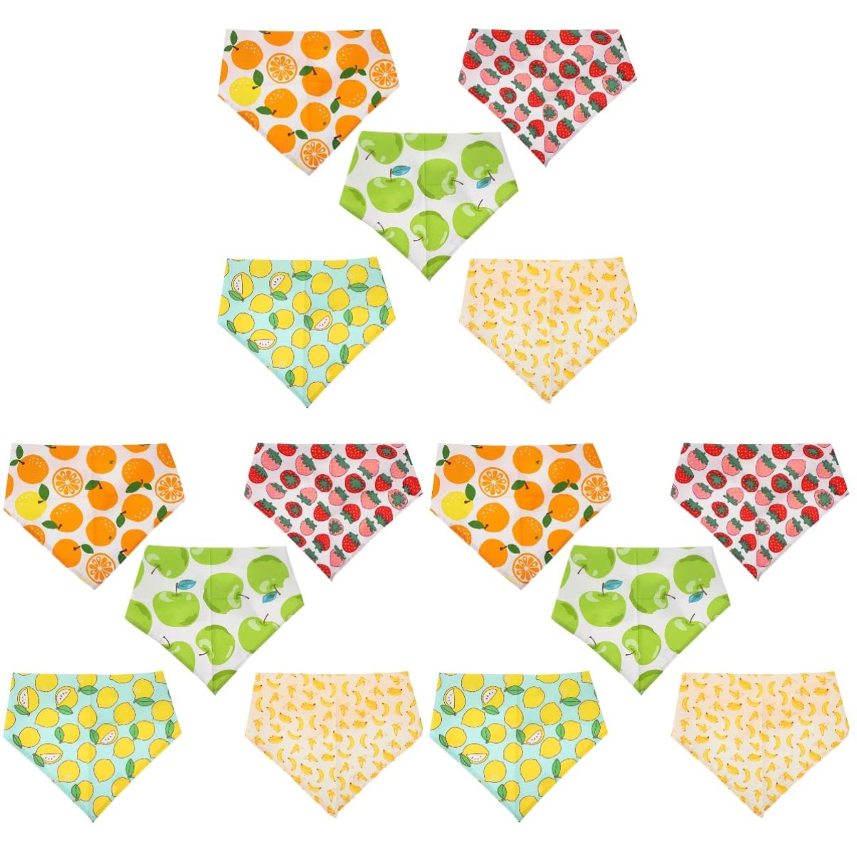 POPETPOP 15pièces Bandanas Coton pour Animaux De Compagnie De Écharpes avec Motif De Fruits Accessoires De Mode pour Chiens Et Prévention des Écoulements De Et Confort Estival