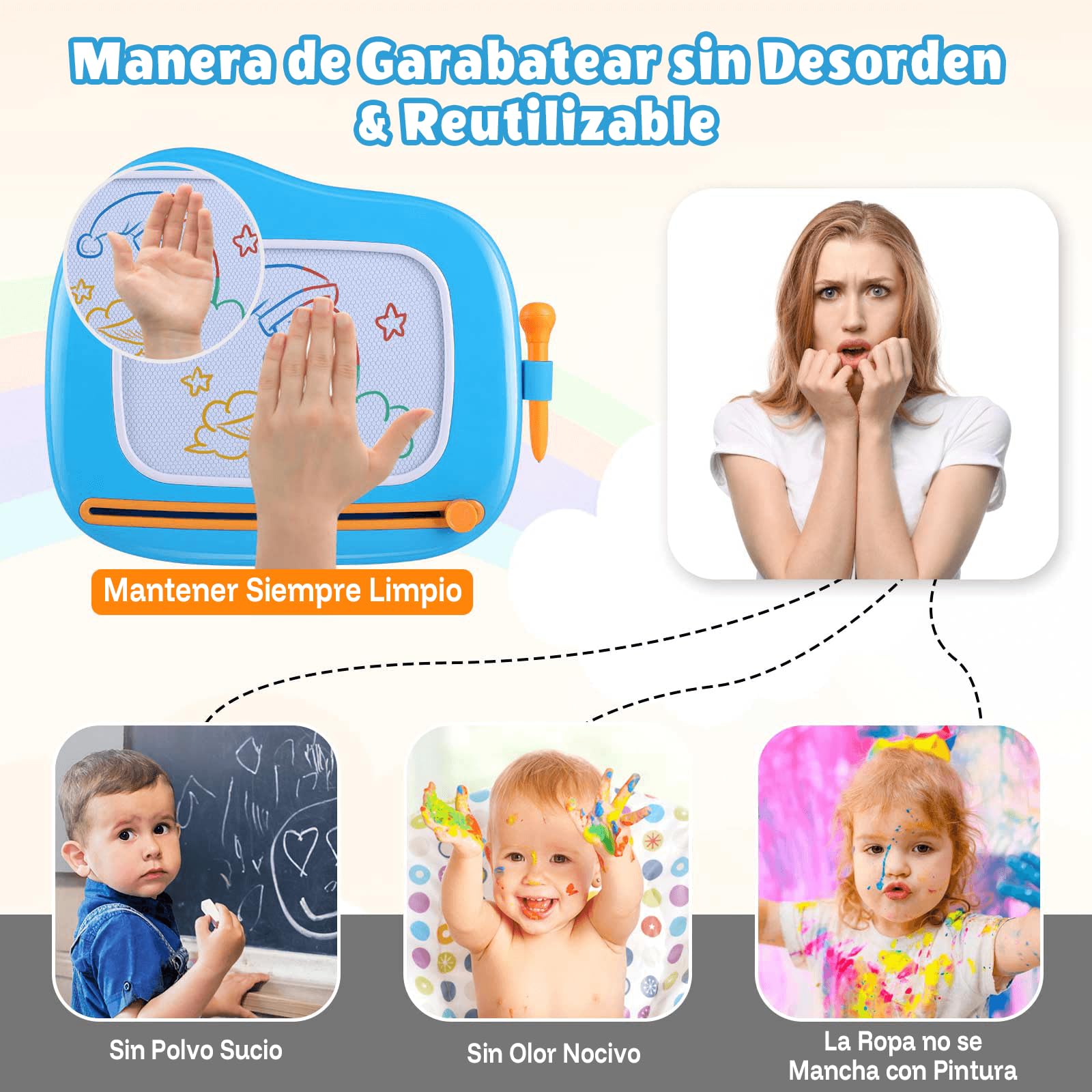 Smasiagon Juguetes Niños 1 2 3 Años, Pizarra Magnetica Infantil, Colorido Tableta Dibujo Magnético con Patas, Juguetes Educativos y Regalo Cumpleaños para Niñas Niños de 1-3 Años (Azul)