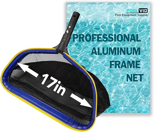 Vista 15 de Poolvio Red de desnatador de piscina, malla fina para rastrillo de hojas de piscina con bolsa profunda de doble capa, marco reforzado, redes