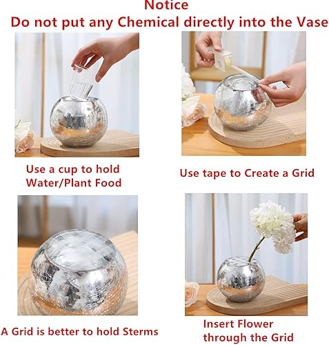 Miniatura 6 de Juego de 6 jarrones brillantes  Jarrones redondos dorados, plateados y de oro rosa para fiestas, bodas y centros de mesa (dorado, mediano)