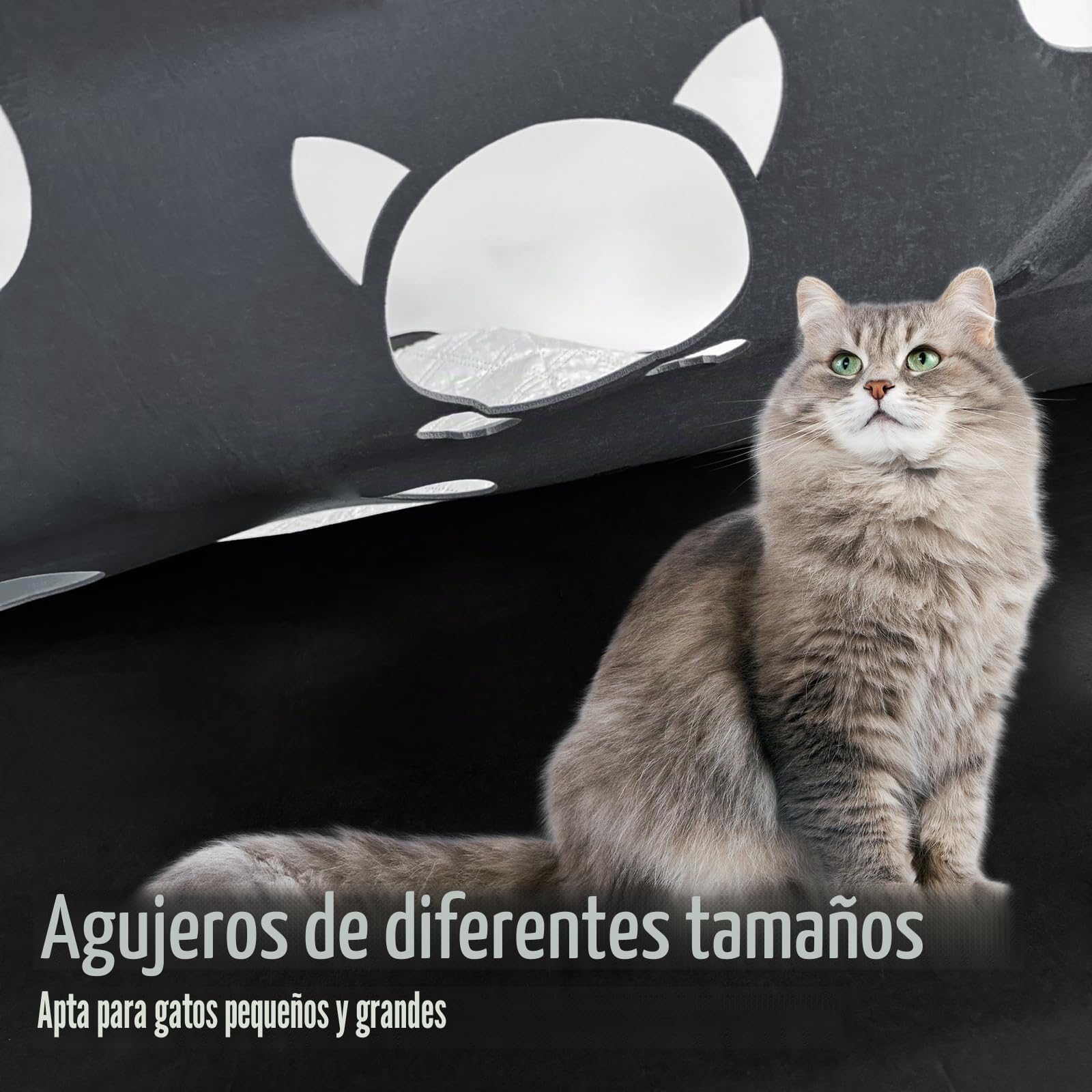 Juguete para gatos y alfombrilla para rascar, túnel de fieltro para gatos, túnel de juego y esterilla para dormir, para jugar de forma inteligente con .Número de patente: No 015084058-0001