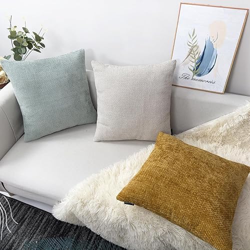 Miniatura 4 de Booque Valley Fundas de almohada decorativas, fundas de cojín de felpilla gruesa de textura moderna para cama y sofá, hechas a mano, fundas de